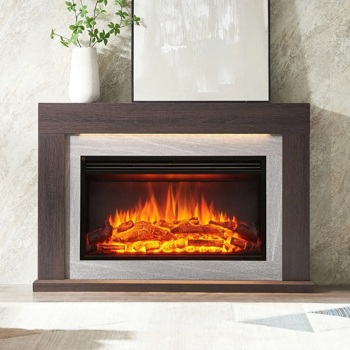Moda Living Ruby 2000w Electric Fireplace Heater Espresso Oak