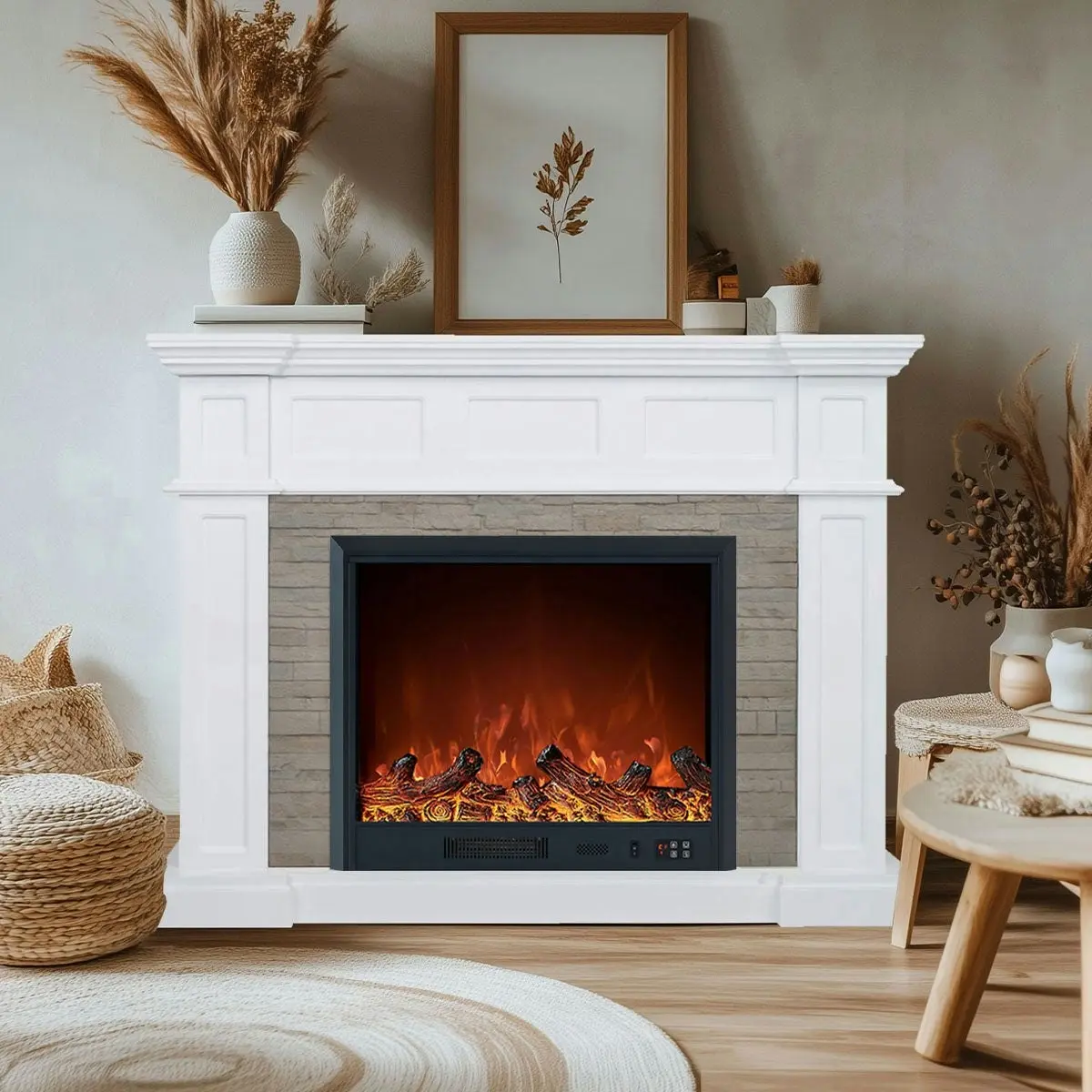 Moda Living Hudson 1500w Electric Fireplace Heater Stone Veneer