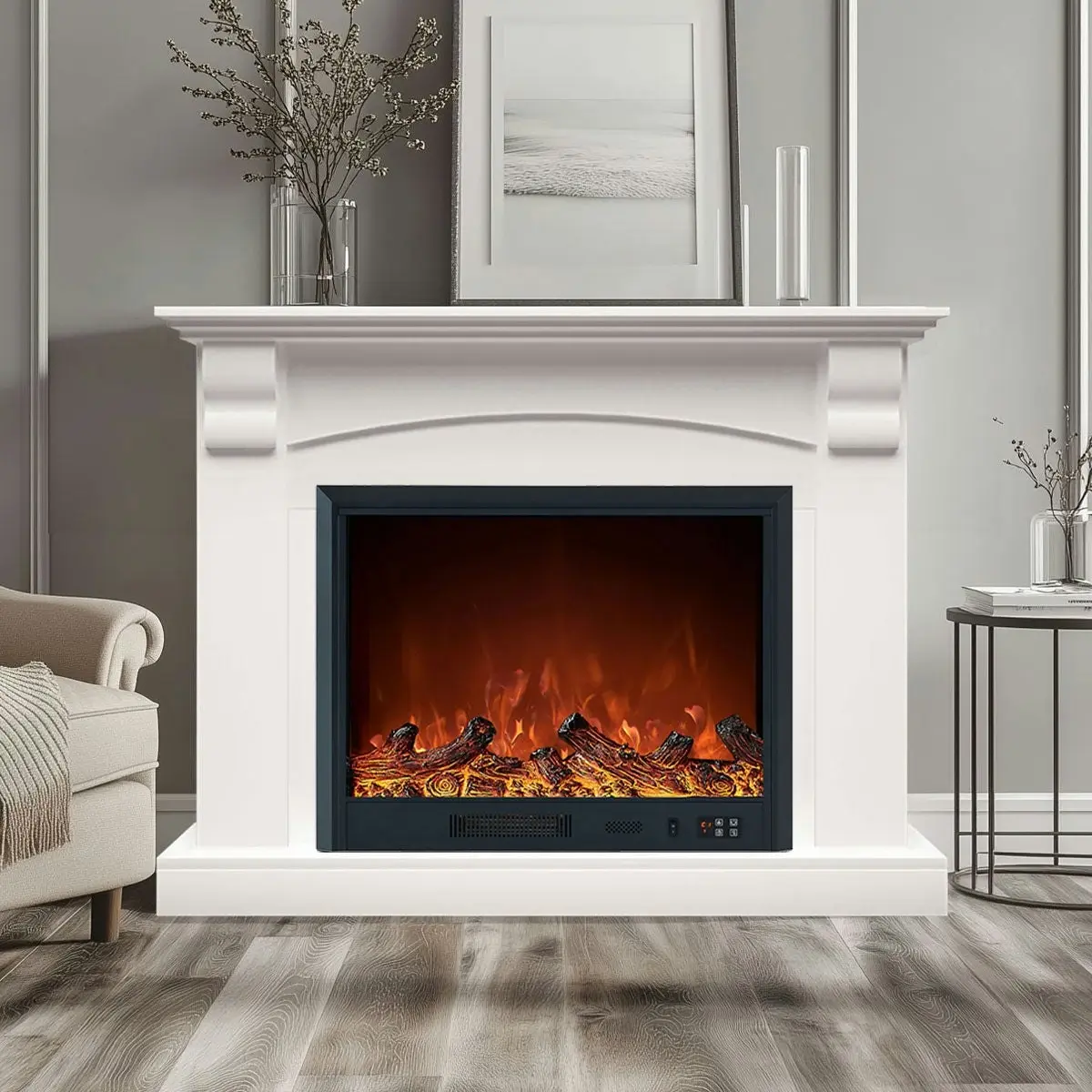 Moda Living Ascot 1500w Electric Fireplace Heater White Mantel