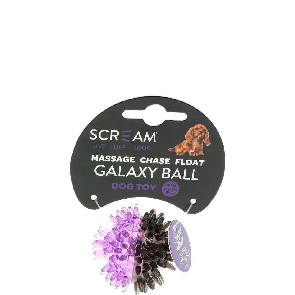 Scream Galaxy Ball Interactive Dog Squeaker Toy Loud Purple/Black