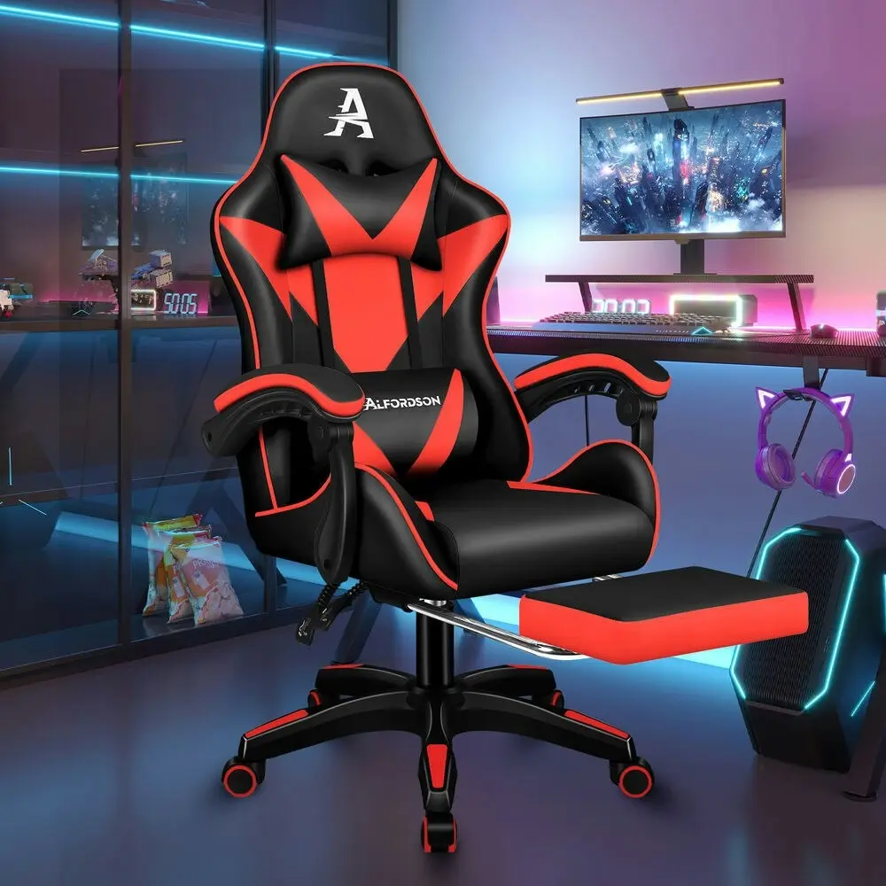 Alfordson Gaming Office Chair Massage Computer Footrest Seat