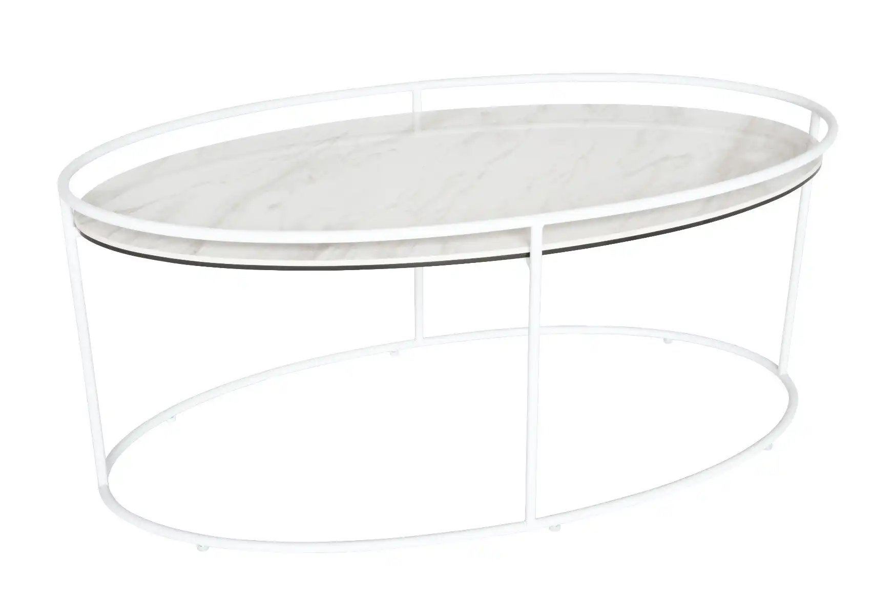 Royce Collection | Oval Glass-Ceramic Coffee Table | White