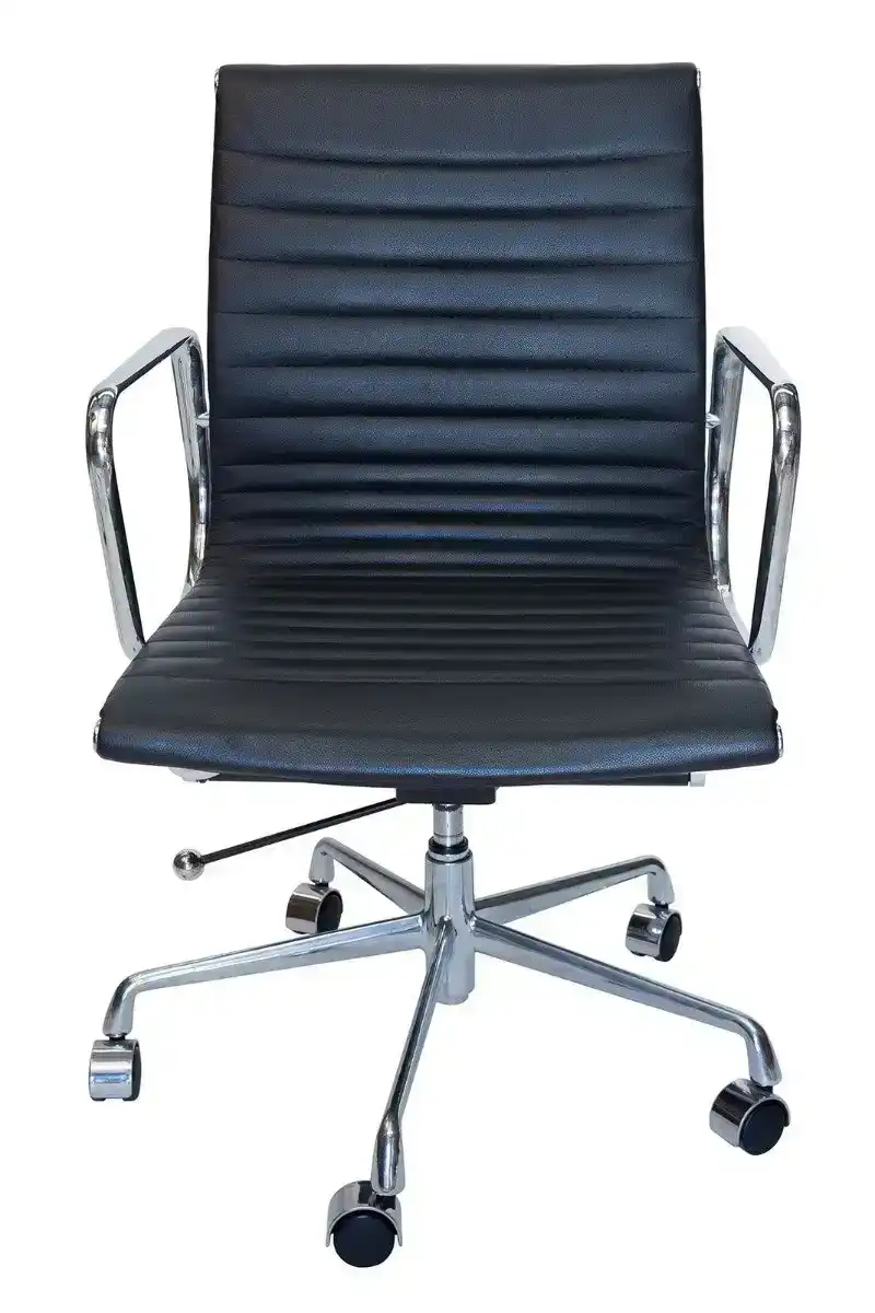 Replica Eames Mid Back Ribbed Leather Management Office Chair