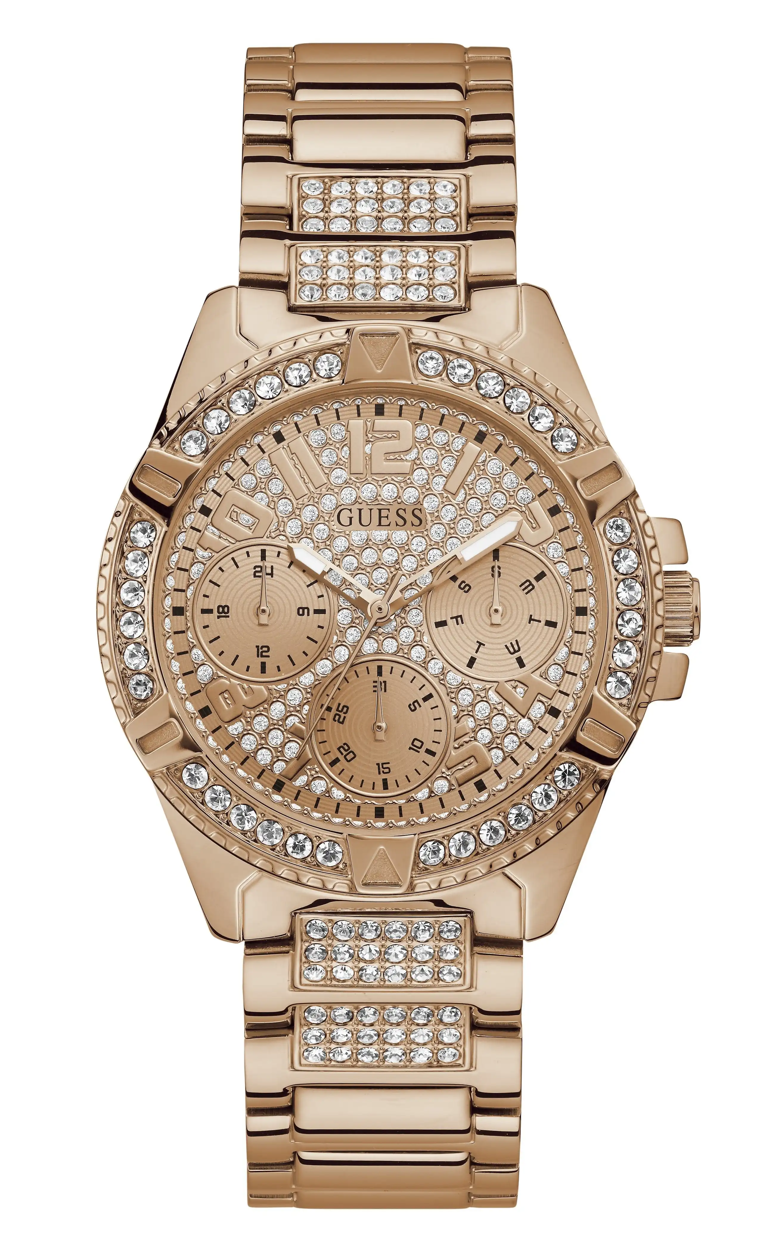 Guess Ladies Frontier Crystal Rose Gold Watch W1156L3