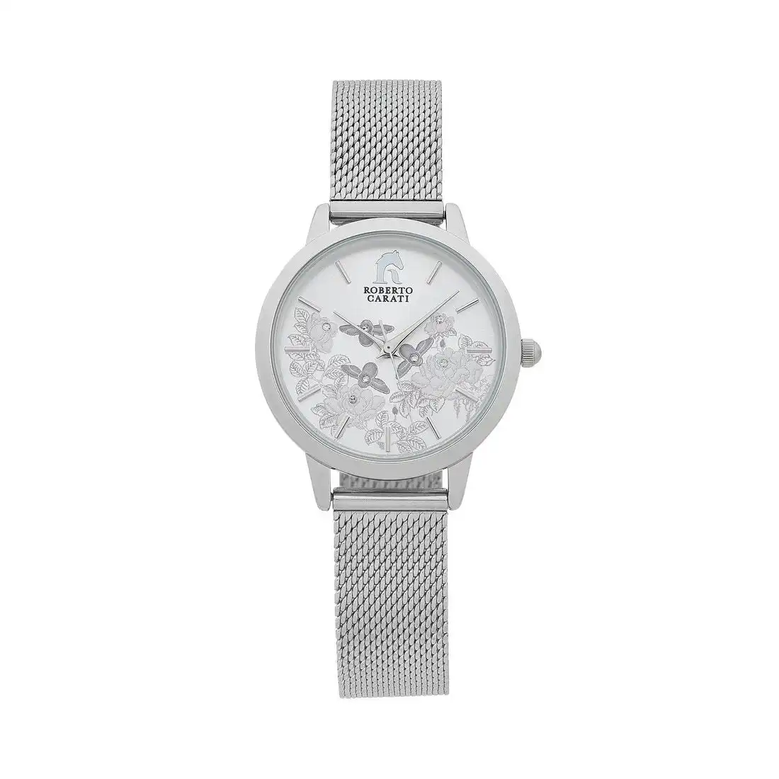 Roberto Carati Floral Silver Watch