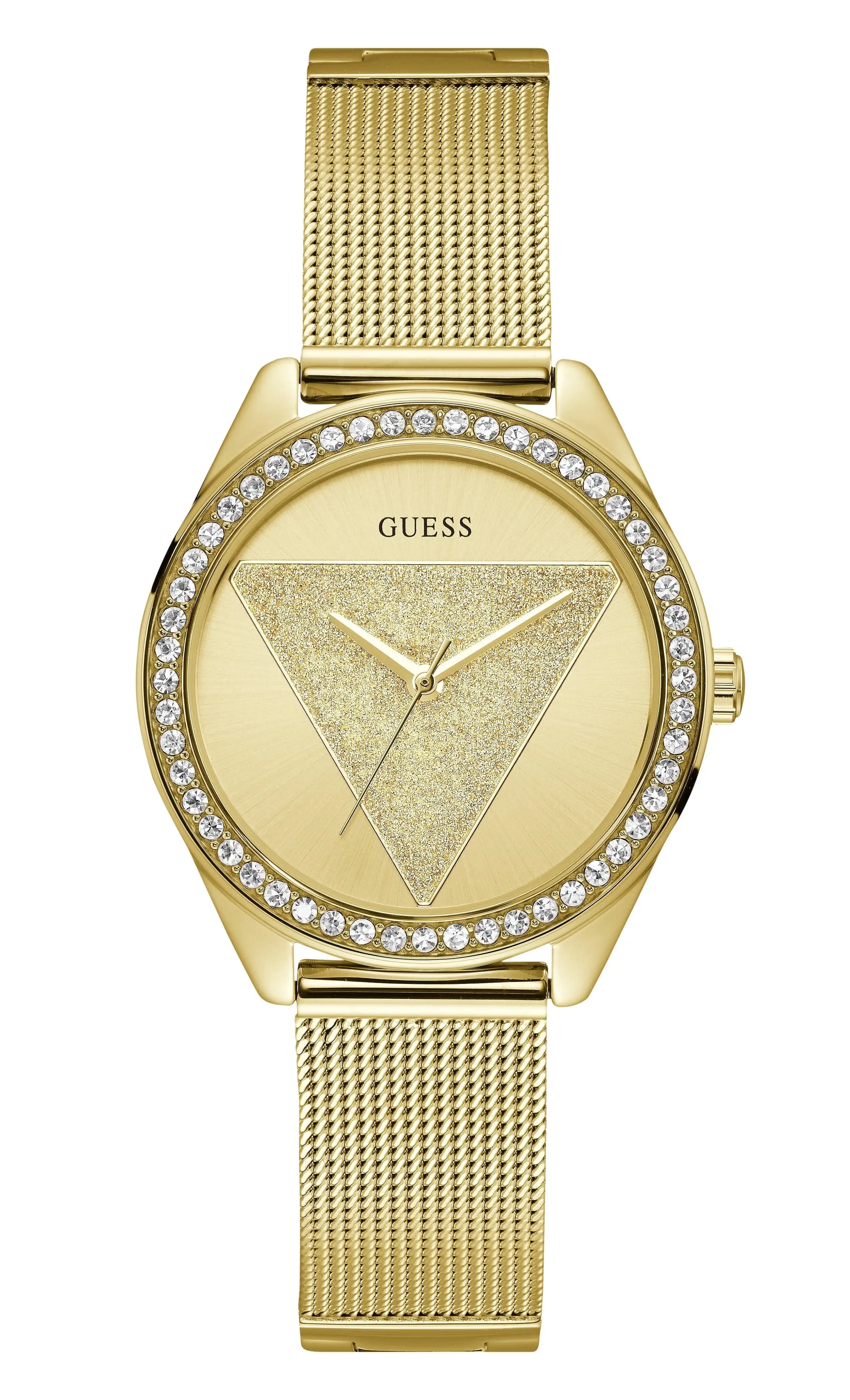 Guess Tri Glitz Gold Crystal Watch W1142L2