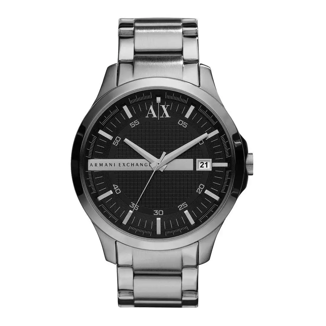 Armani Exchange Hampton AX2103 Black Face Silver Band Watch