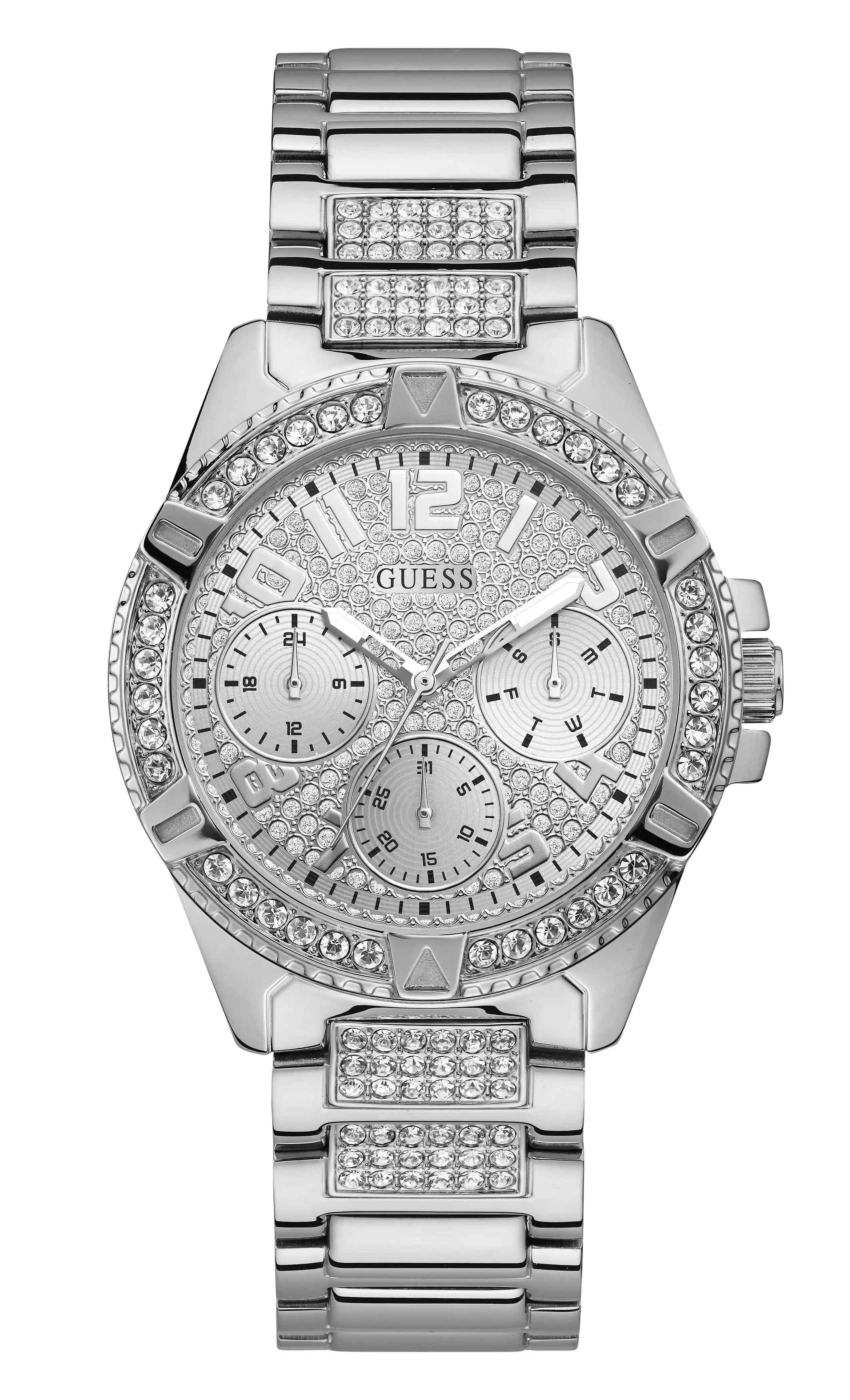 Guess Lady Frontier Silver Crystal Watch W1156L1