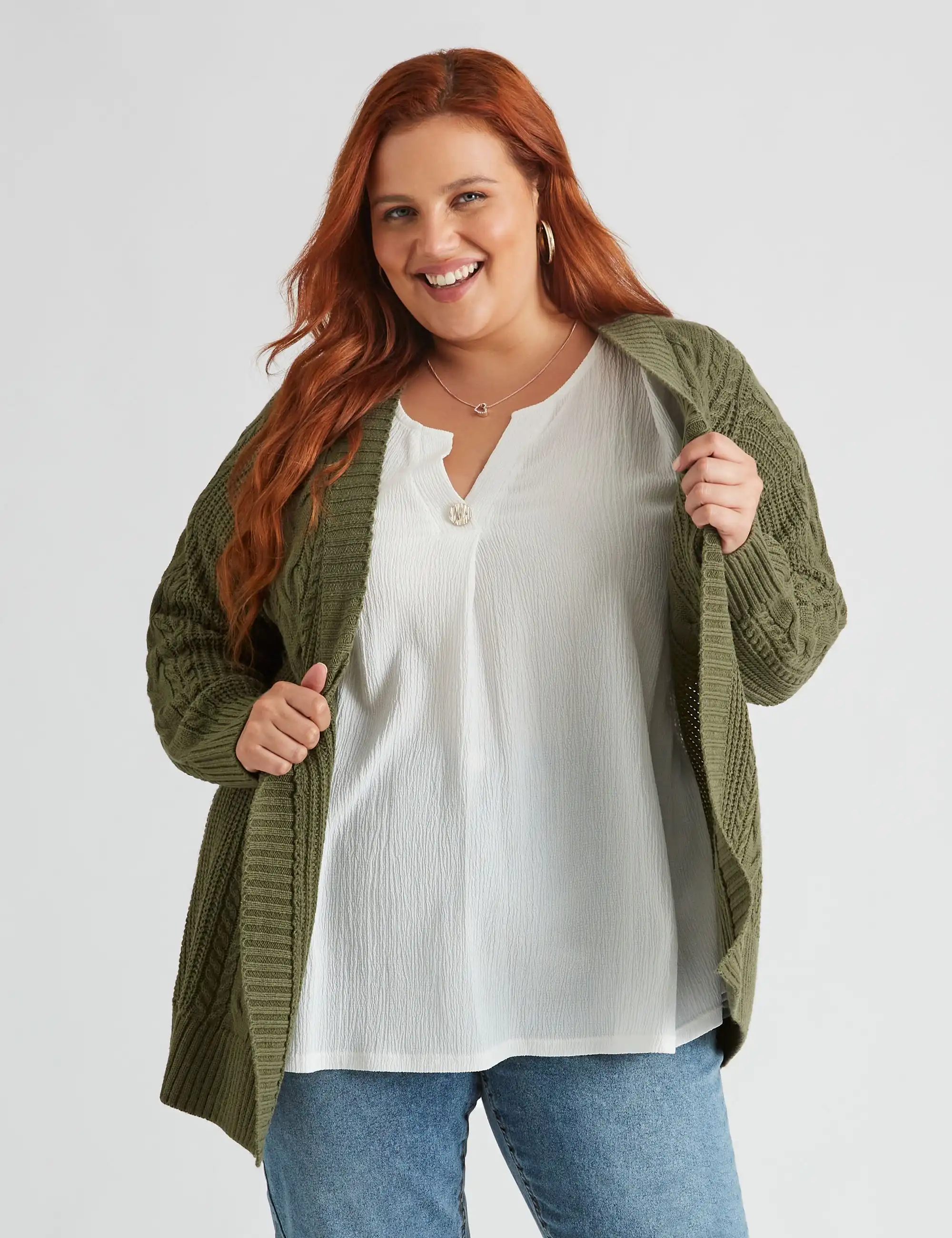 beme Open Cable Cardigan
