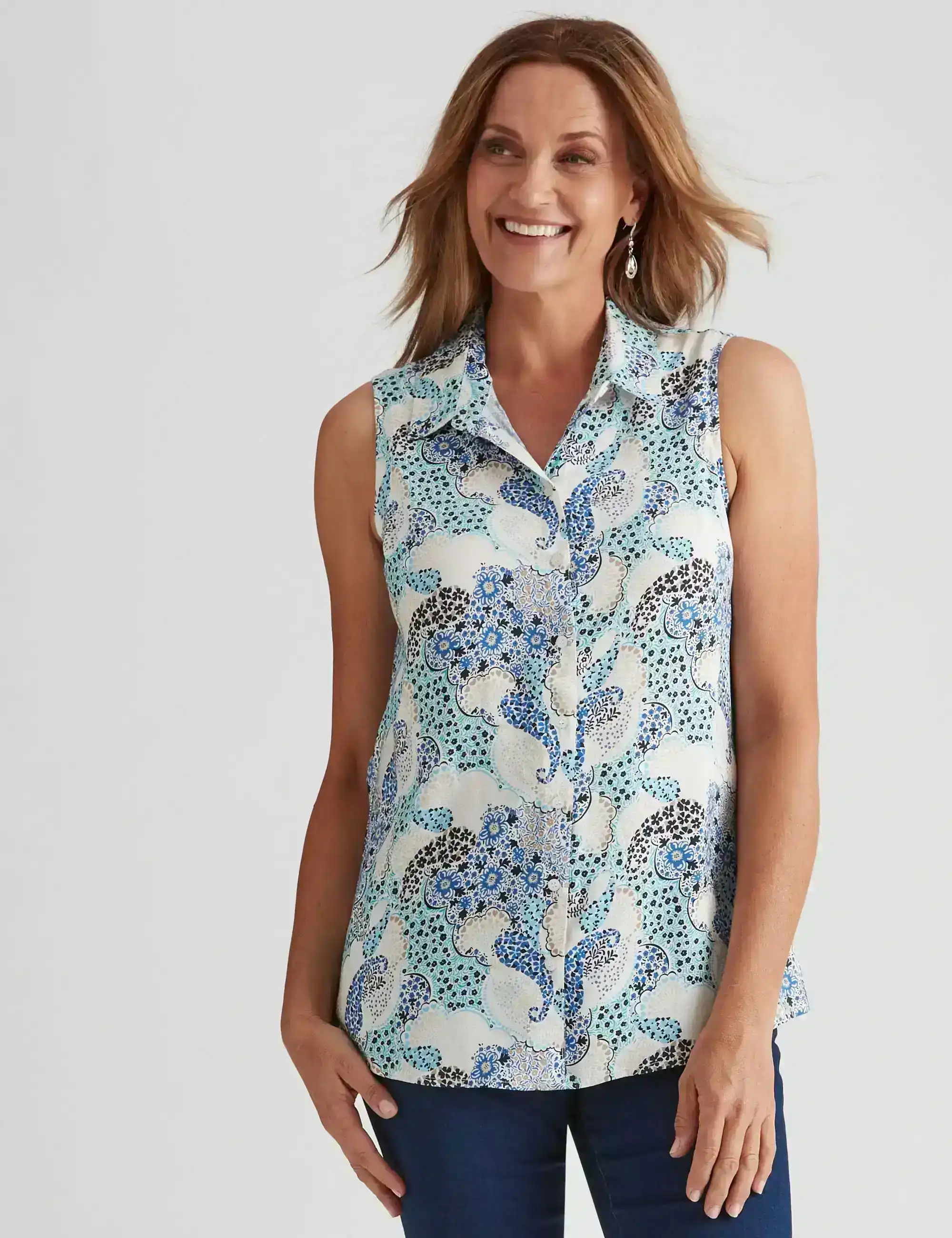 Millers Printed Sleeveless Rayon Blouse