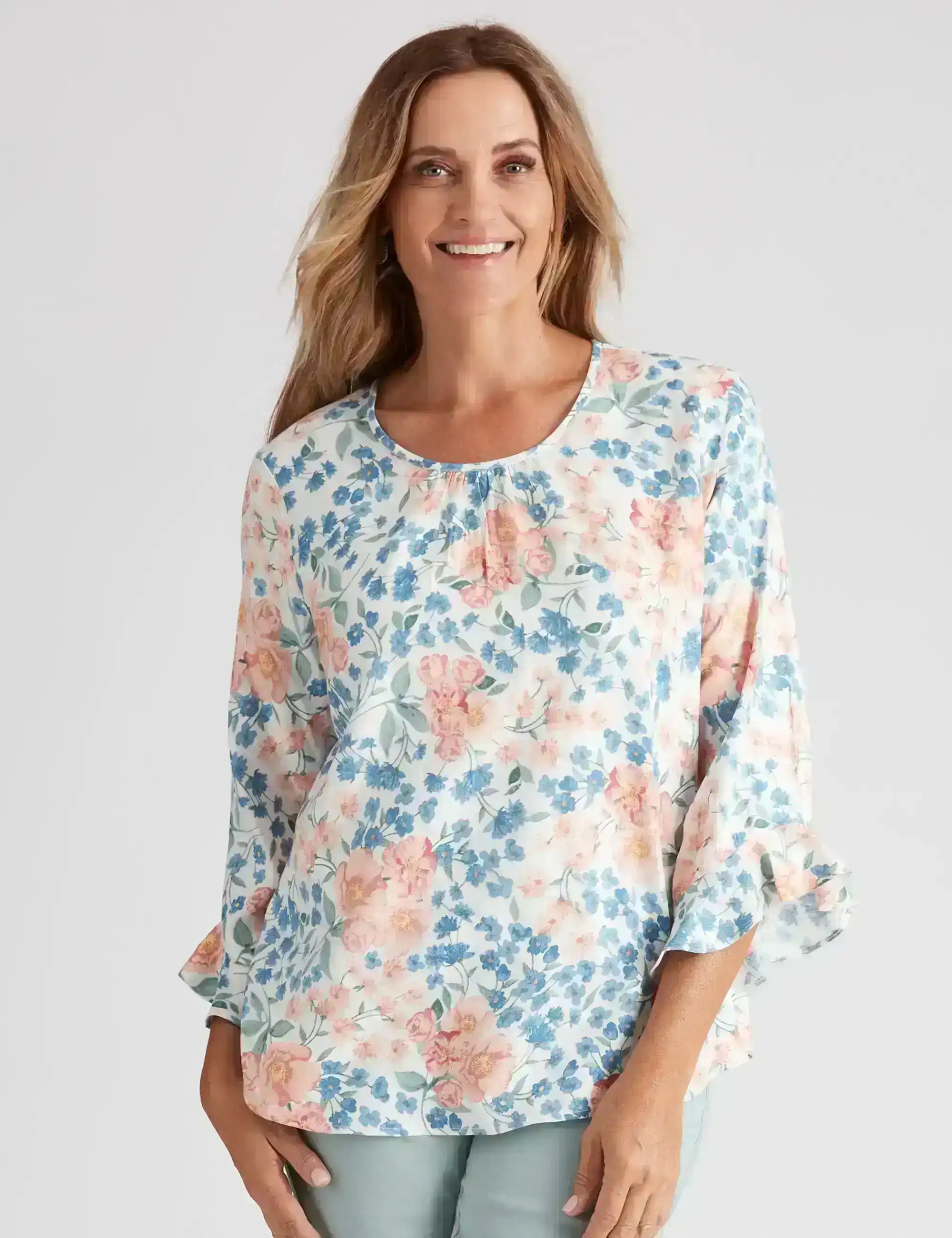 Millers Frill Sleeve Hem Printed Woven Top