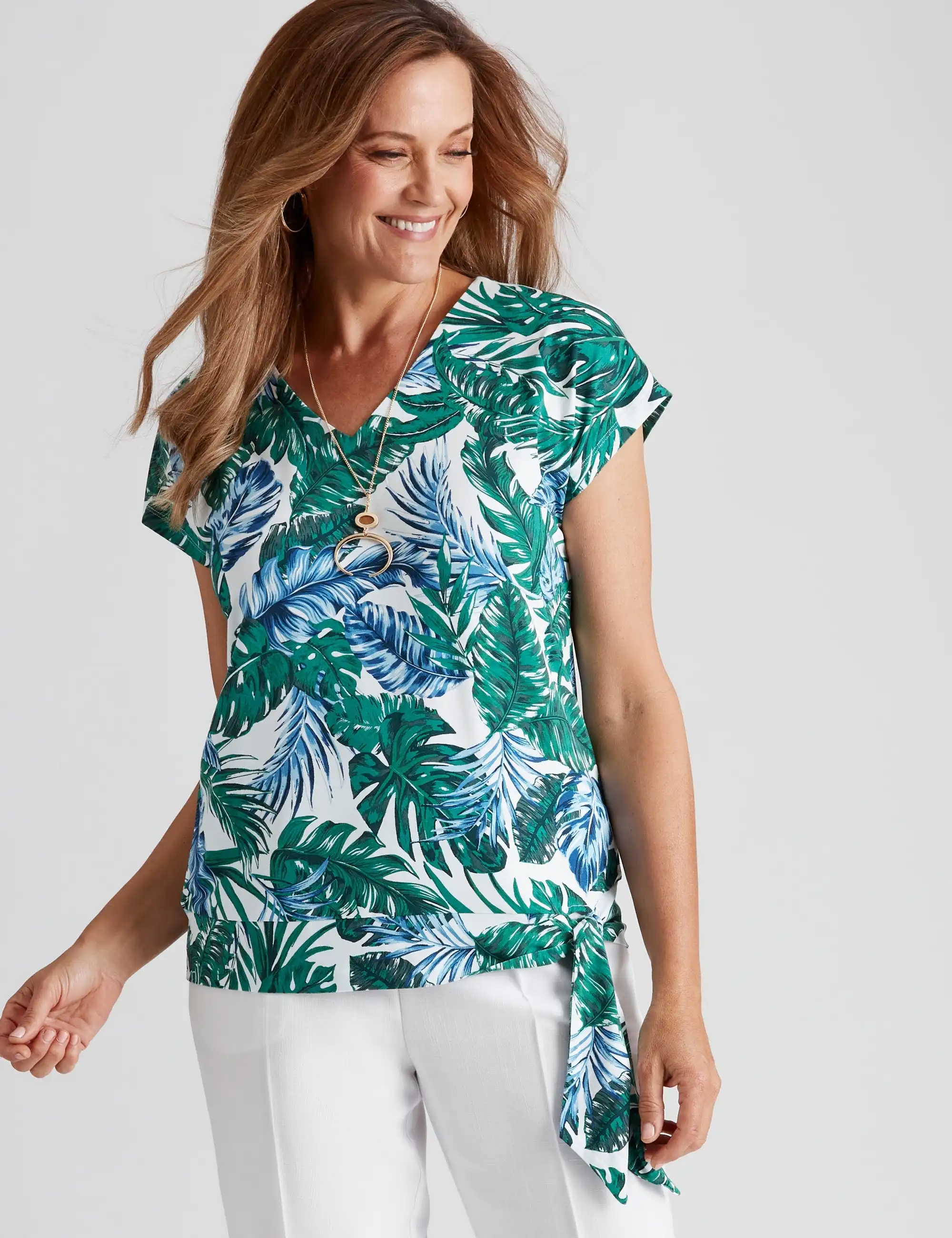 Millers Printed V-Neck with Tie Side Top