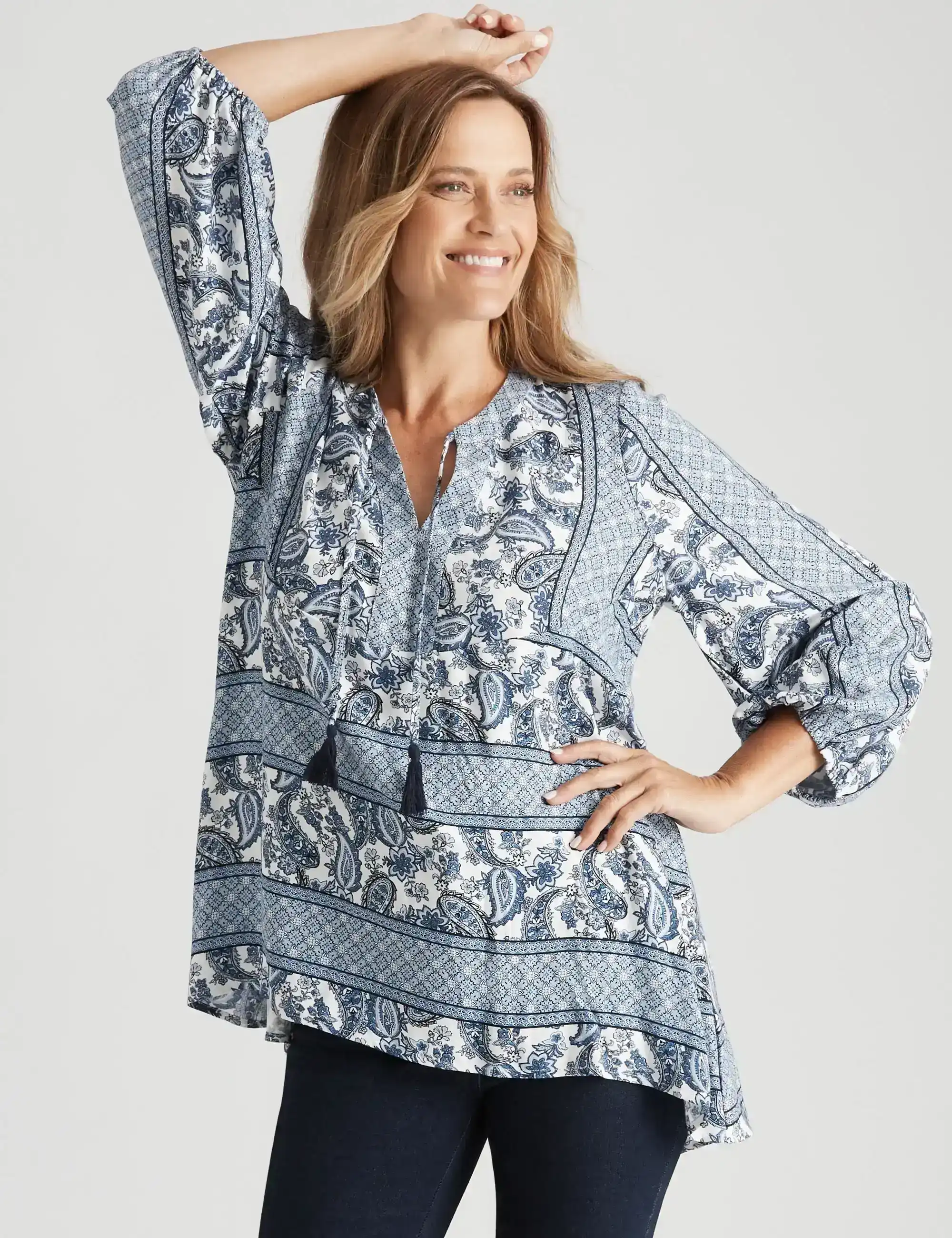 Millers Long Sleeve Placement Peasant Blouse