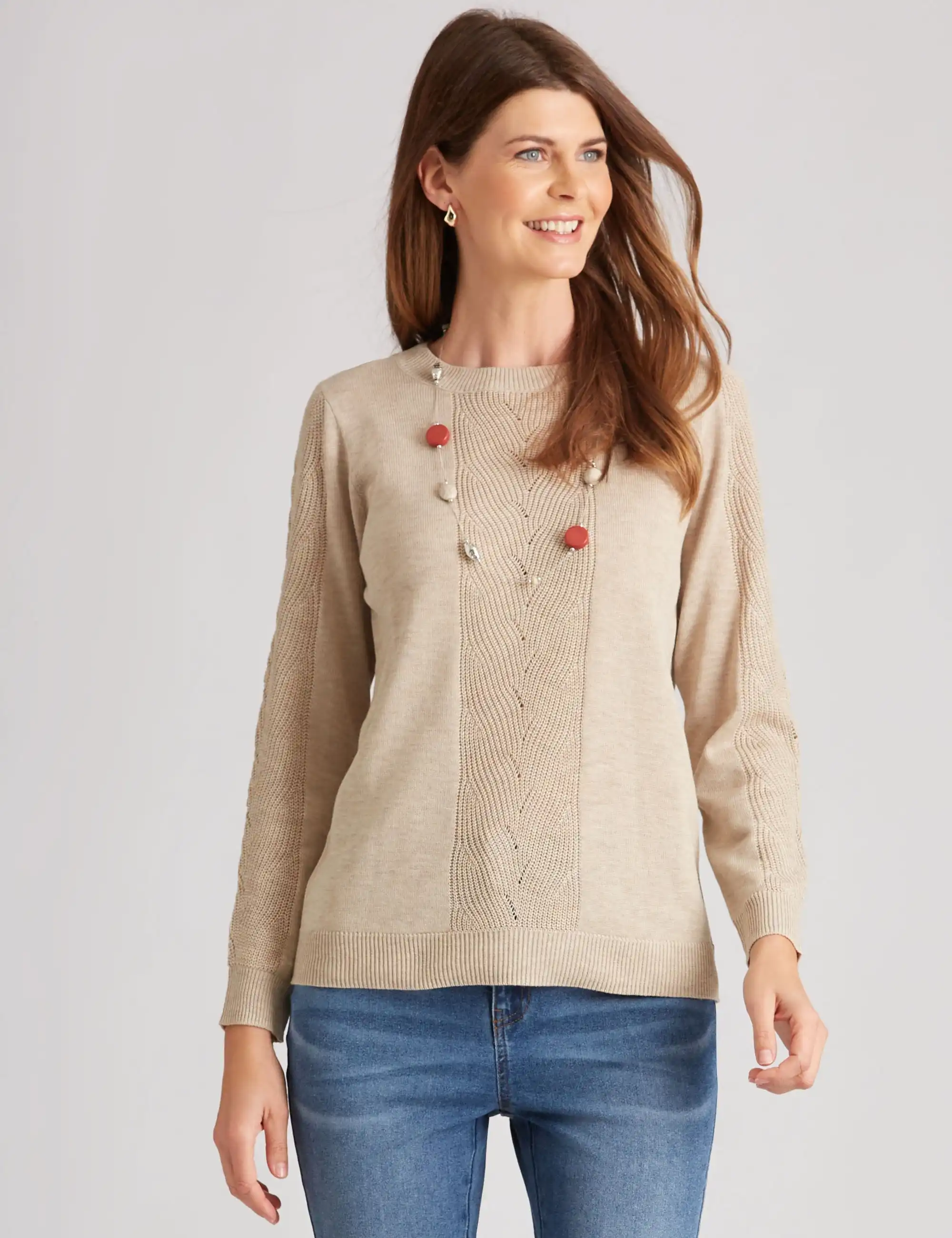 W.Lane Round Neck Cable Jumper
