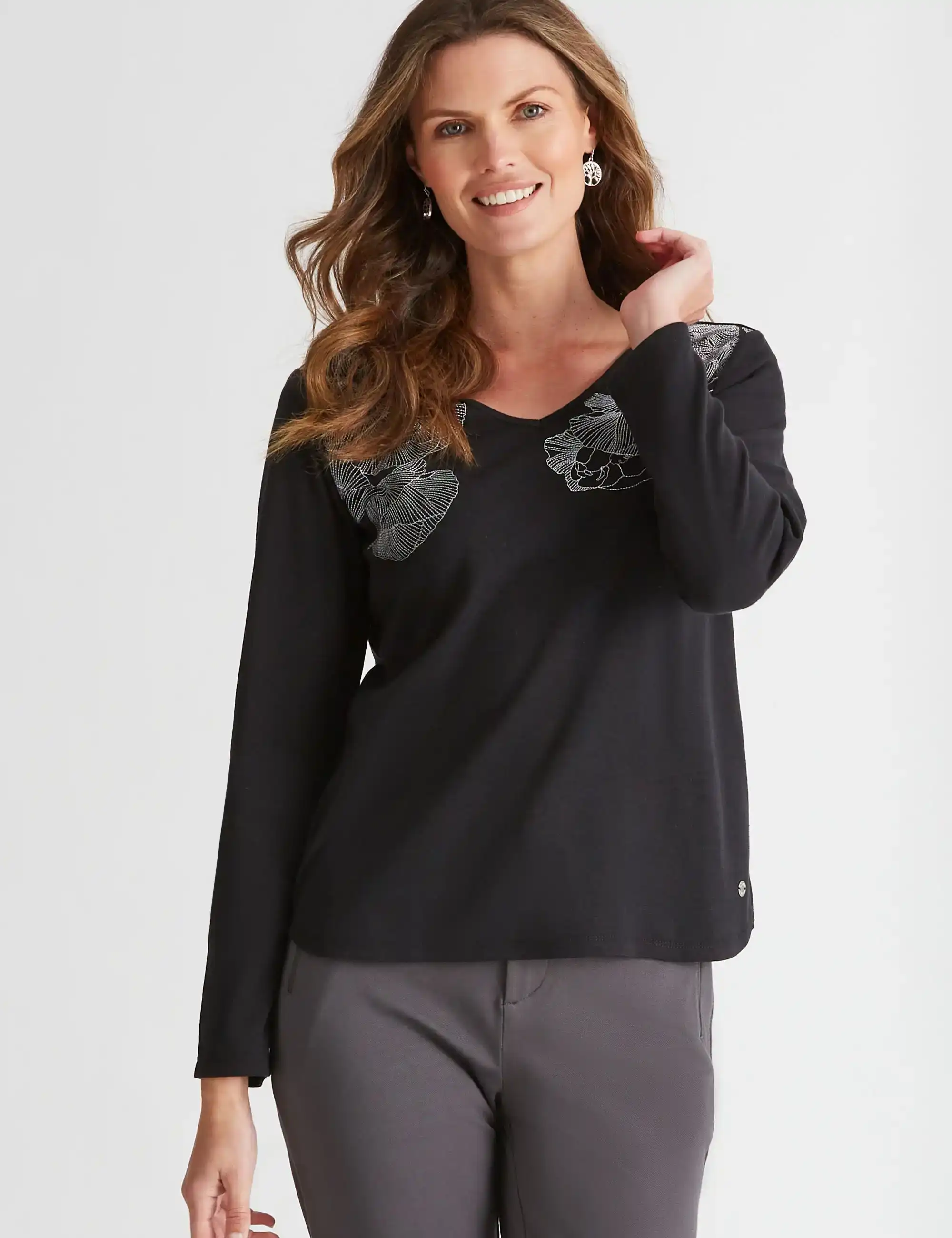 W.Lane Cotton Embroidered Detail Top