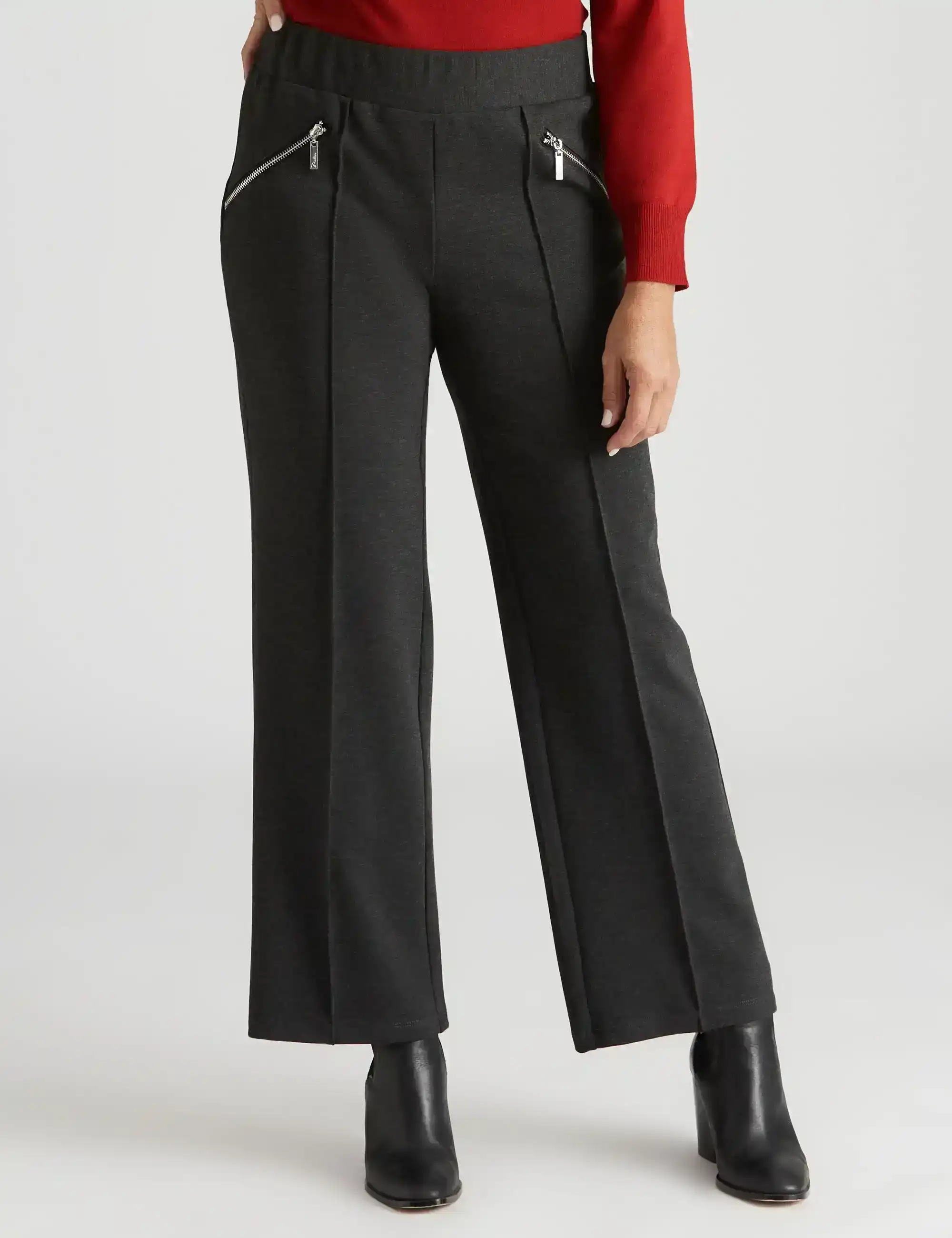 Millers Full Length Wide Leggs Pannelled Ponte Zipped Pants
