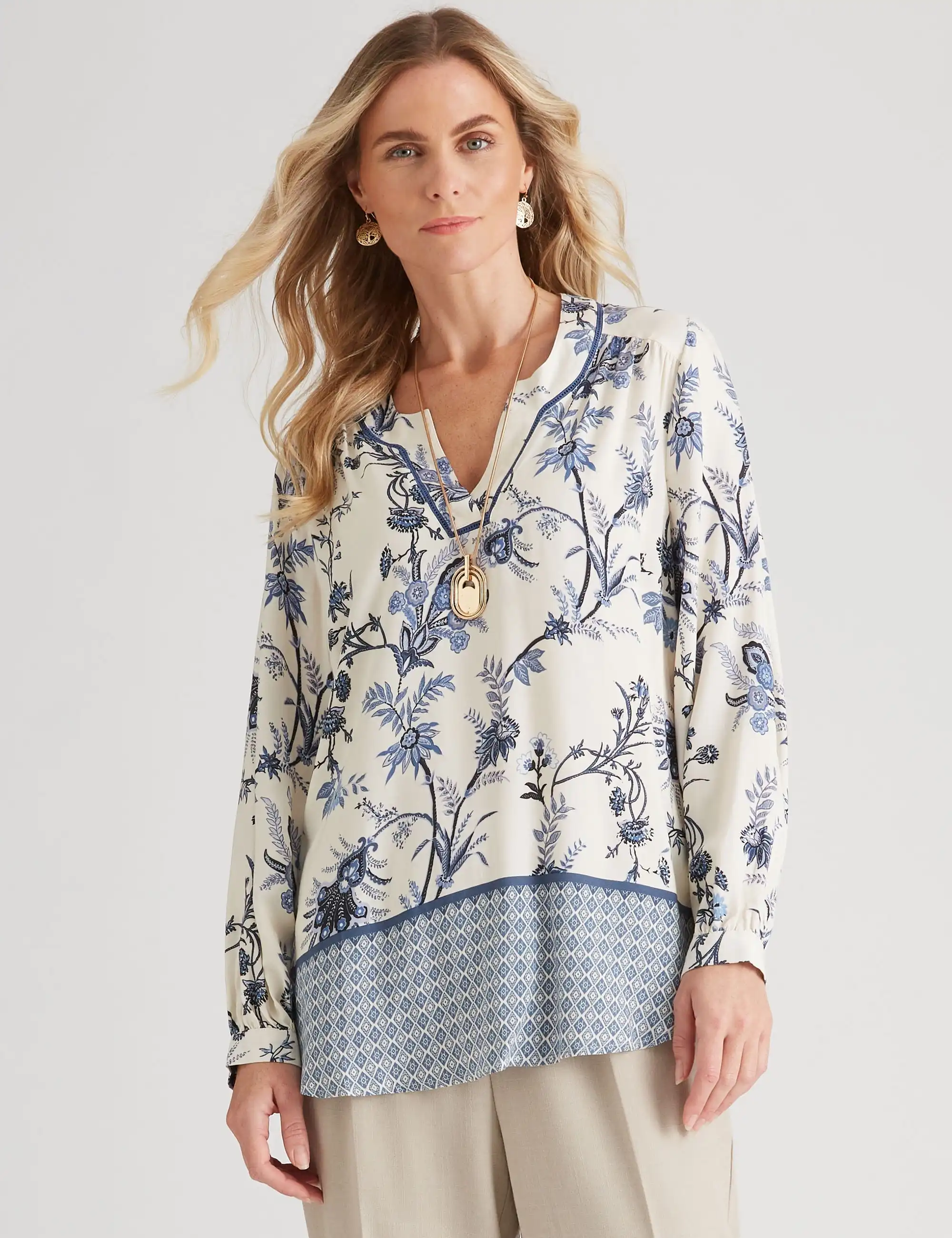 Millers V Neck Printed Rayon Top