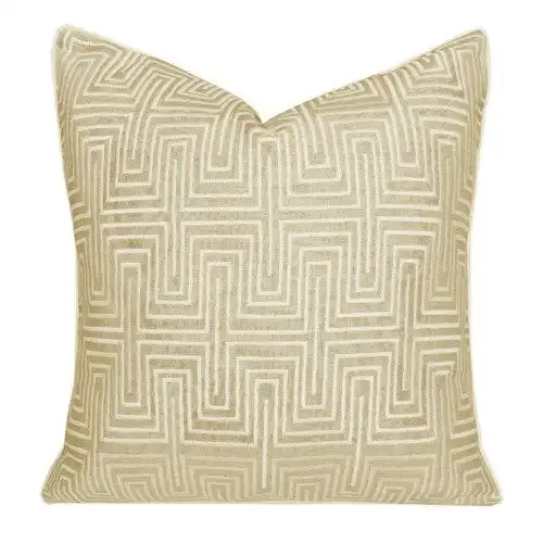 Textile Bazaar Cactus Silk Style Linen Cushion in Nicky Embroidered Cushion in Champagne Linen