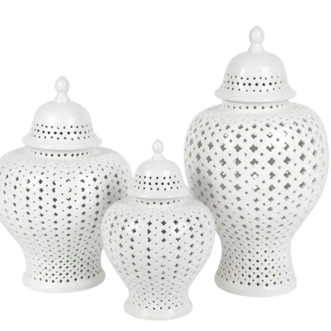 Luxe Living Miccah Temple Jar In White