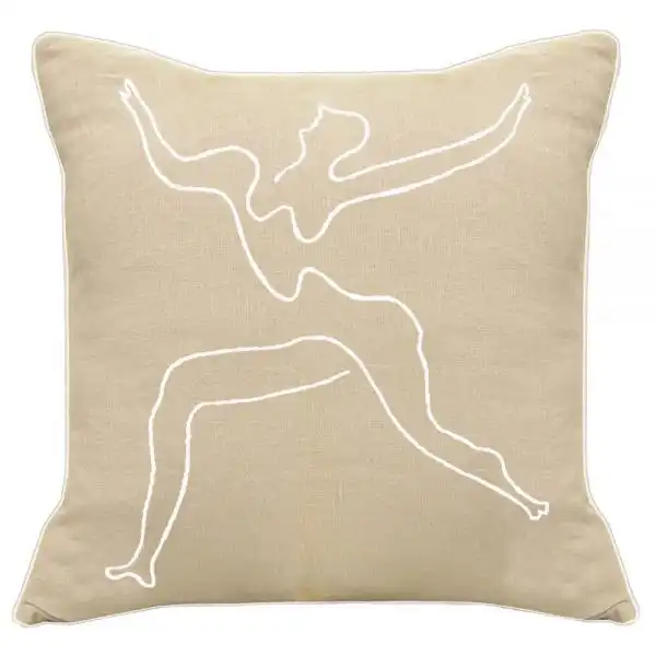 Textile Bazaar Picasso Embroidered Cushion in Natural