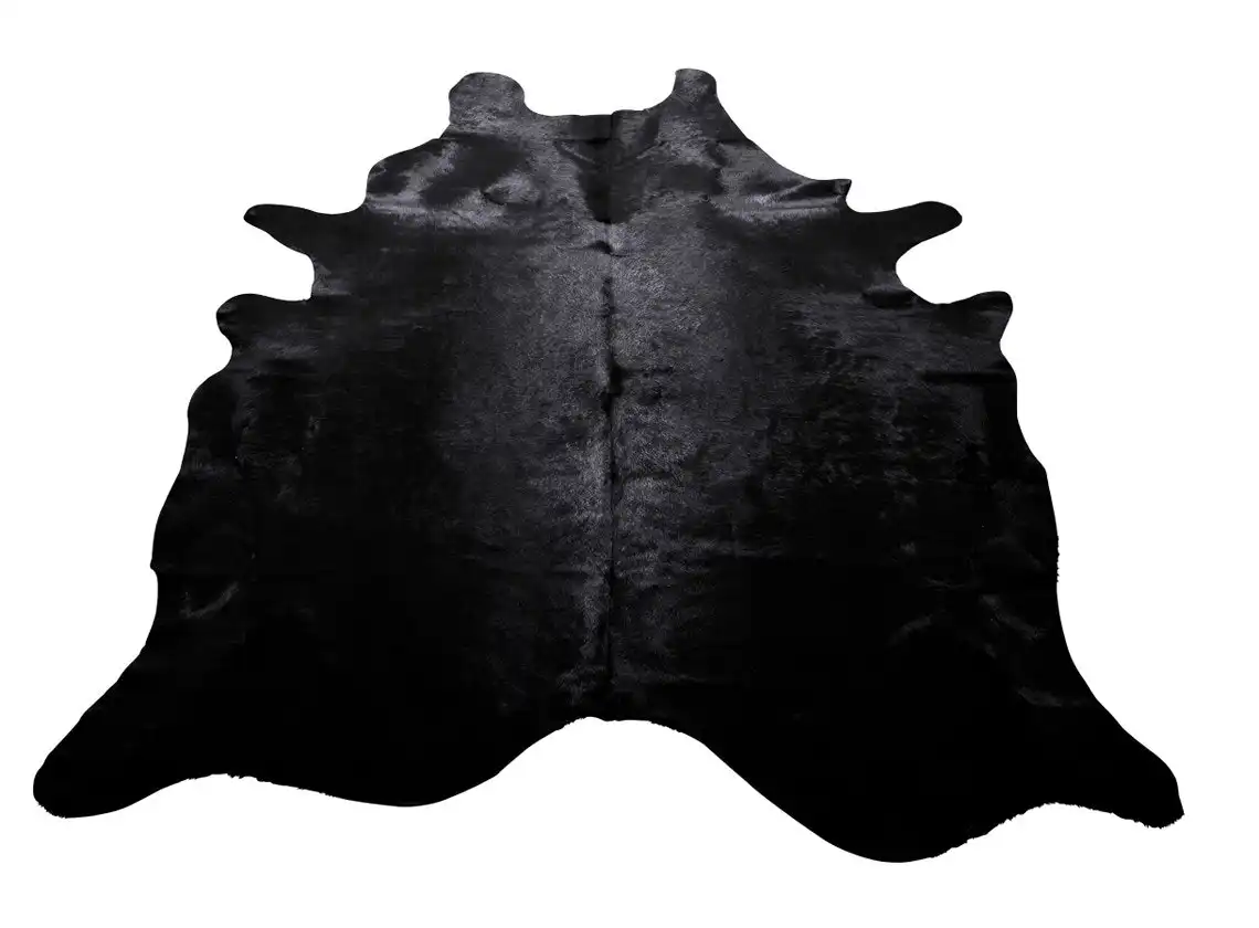 NSW Leather Black Dyed Dyed Cow Hide Rug