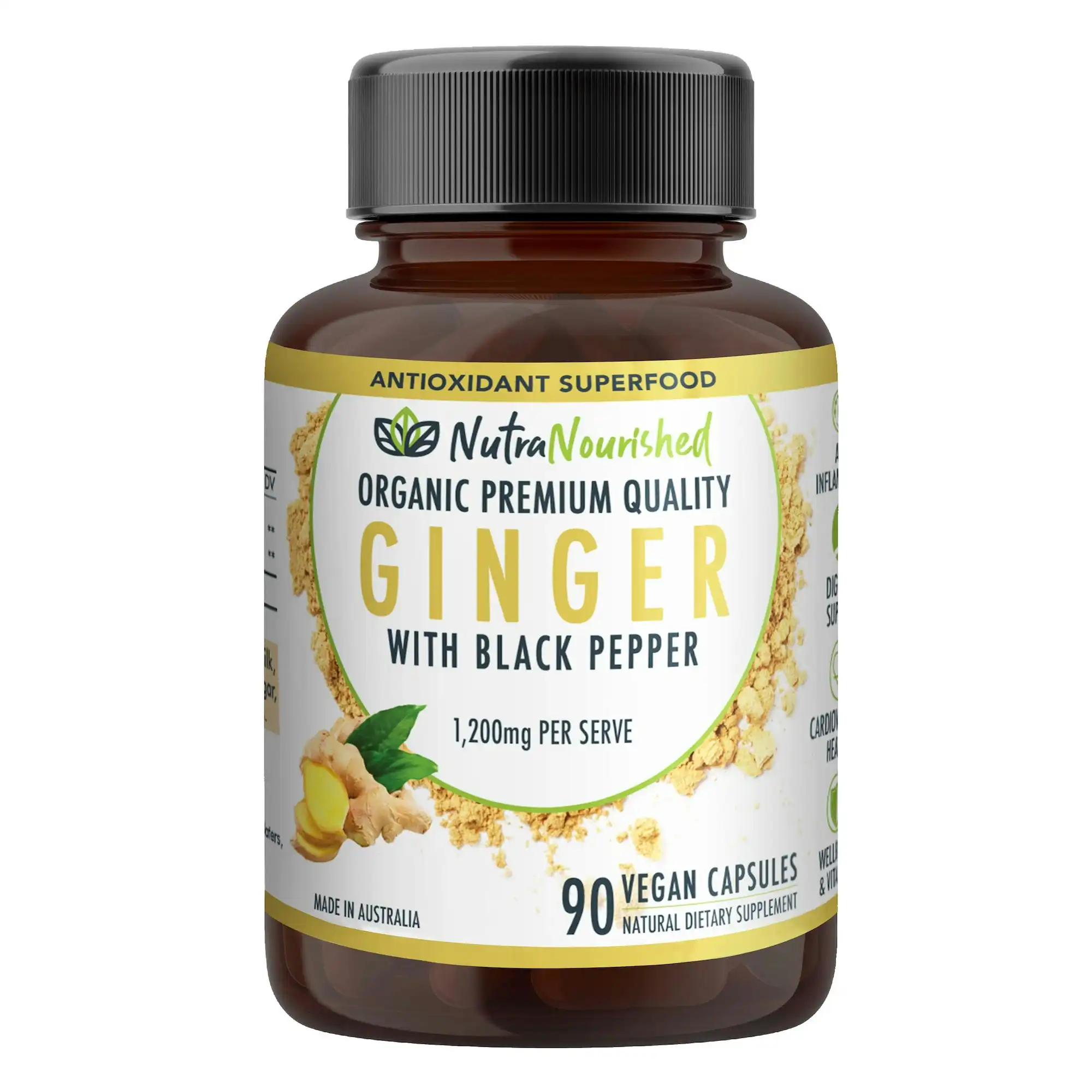 Ginger Buffered with Black Pepper (1,200mg) 90 Vegan Capsules