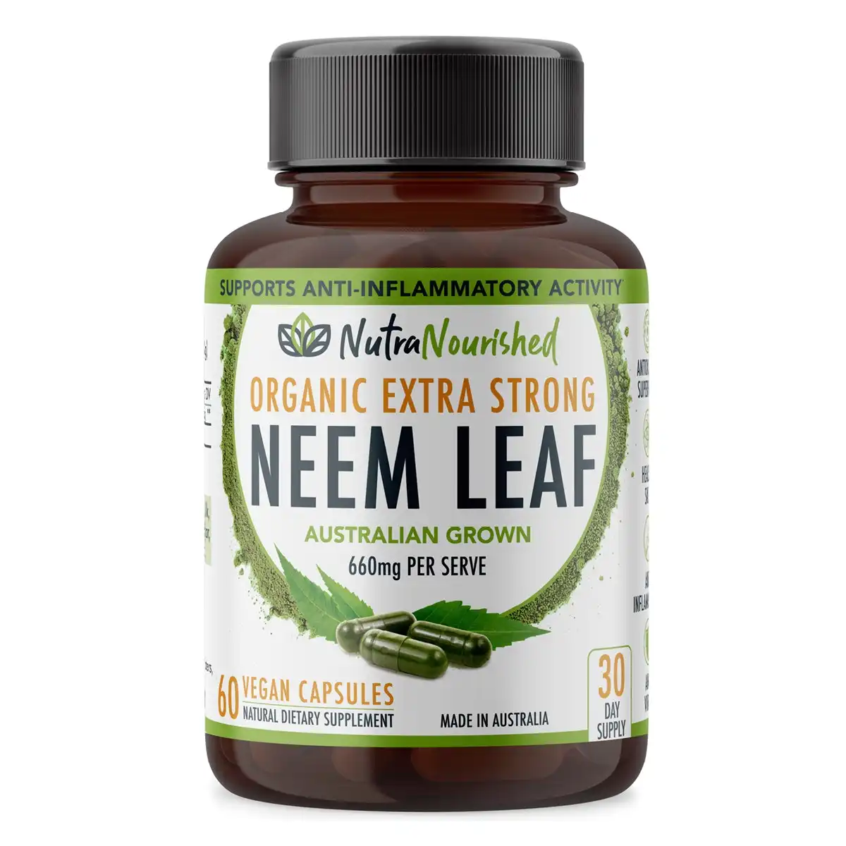 Neem Leaf 660mg Organic Pure Australian Grown 60 Vegan Capsules