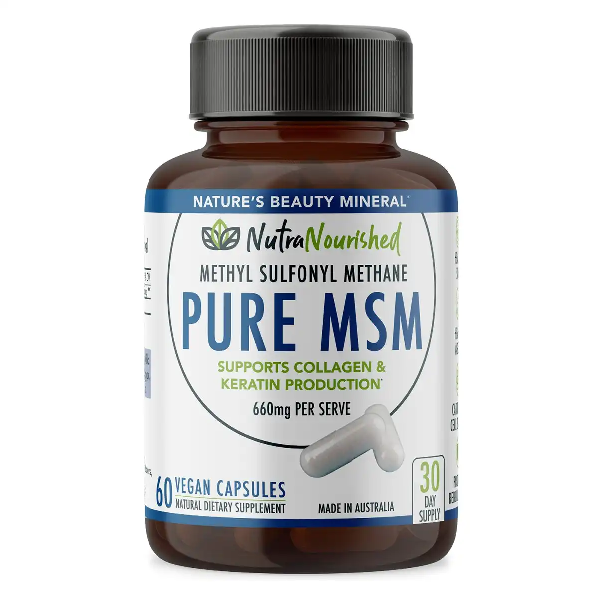 Nutra Nourished Pure MSM 60 Vegan Capsules