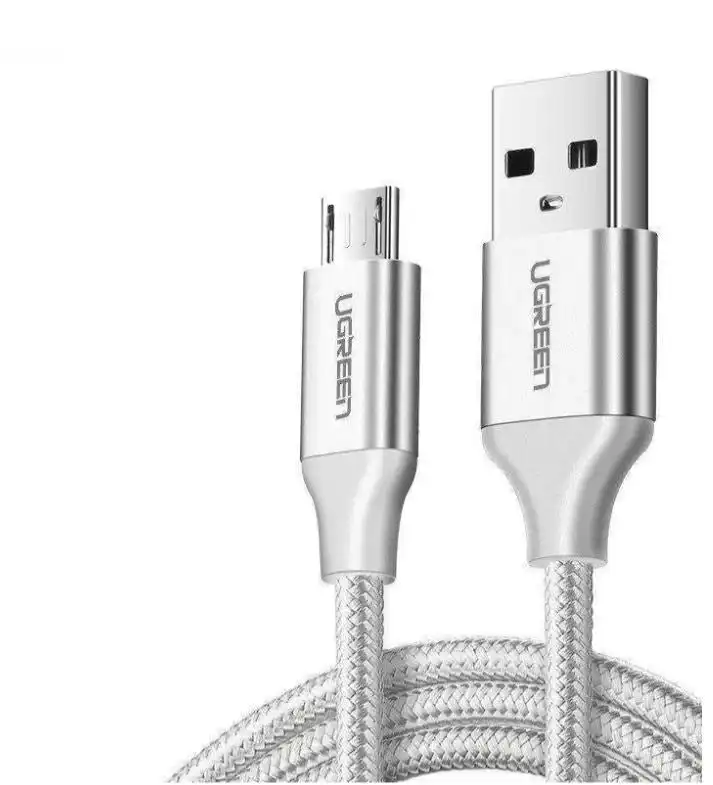 UGreen USB A 2.0 Male To Micro Data FAST Charging Cable 1m Armored White Android