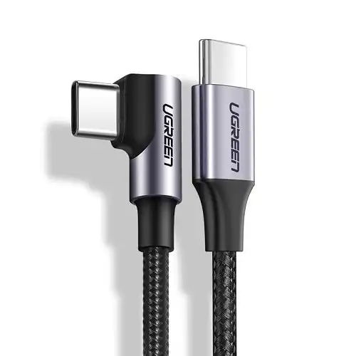 UGreen 60W PD USB C to C 1 Meter 3A Fast-Charging Cable 90-Dregee Right Angle Black