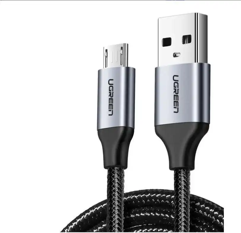 UGreen USB A 2.0 Male To Micro Data FAST Charging Cable 2m Armored Black White Android