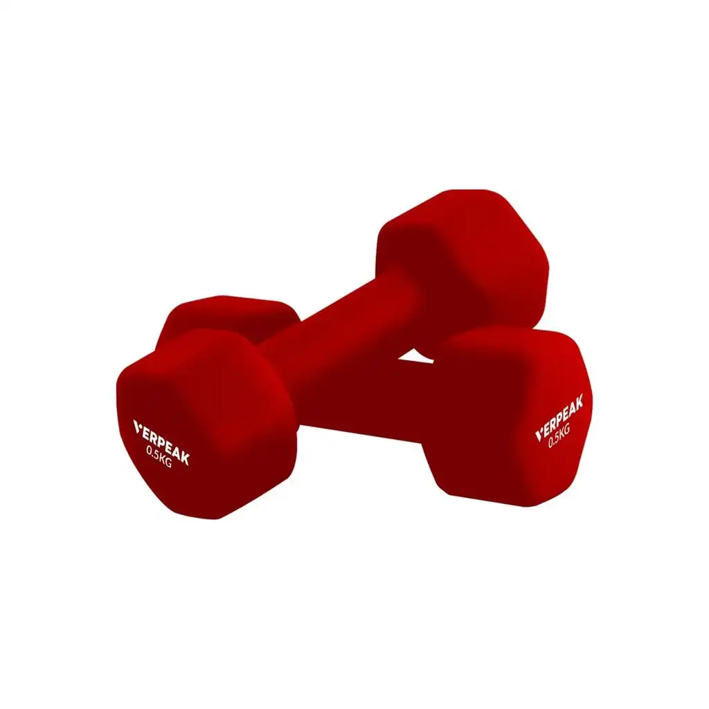 Verpeak Neoprene Dumbbell Set With Logo Anti-Slip with Cast Iron Core, for Home Gym Weightlifting 0.5kg x 2 Red