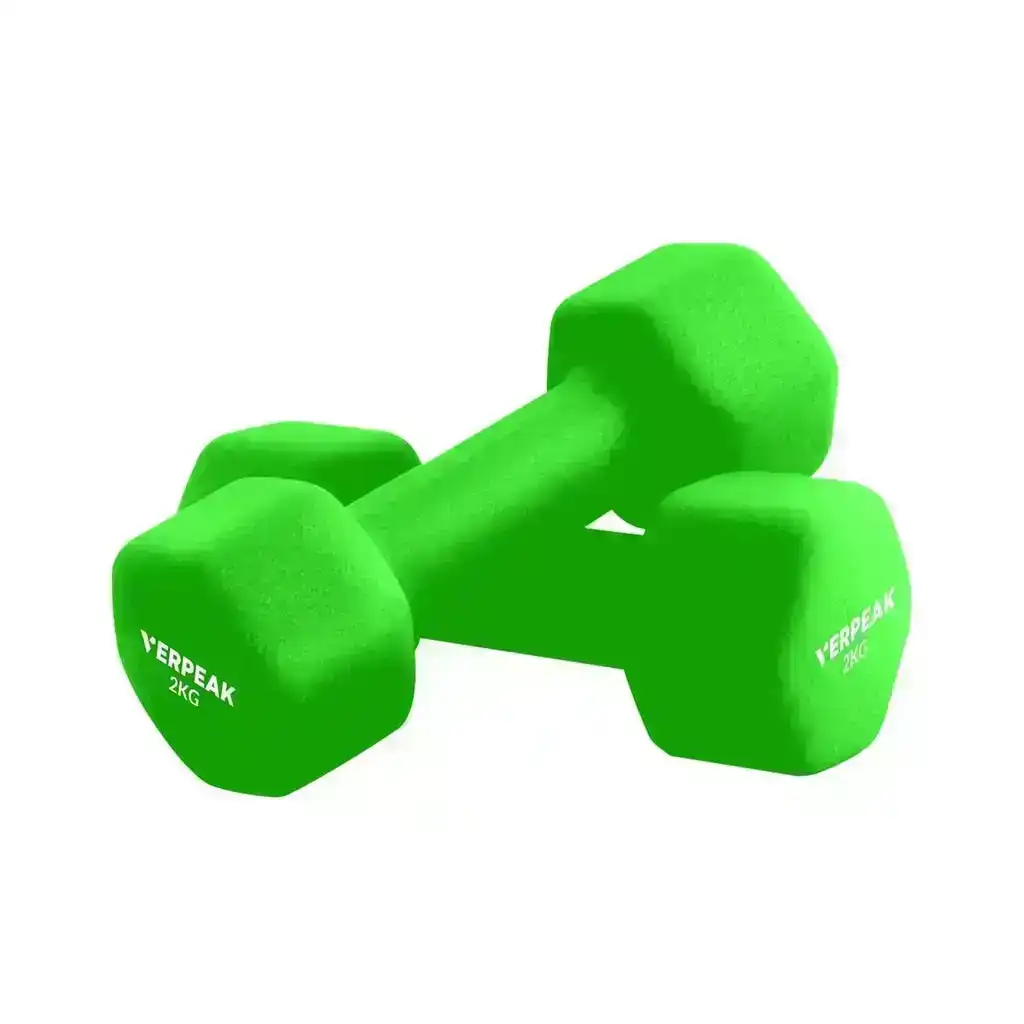 Verpeak Neoprene Dumbbell Set With Logo Anti-Slip with Cast Iron Core, for Home Gym Weightlifting 2kg x 2 Green