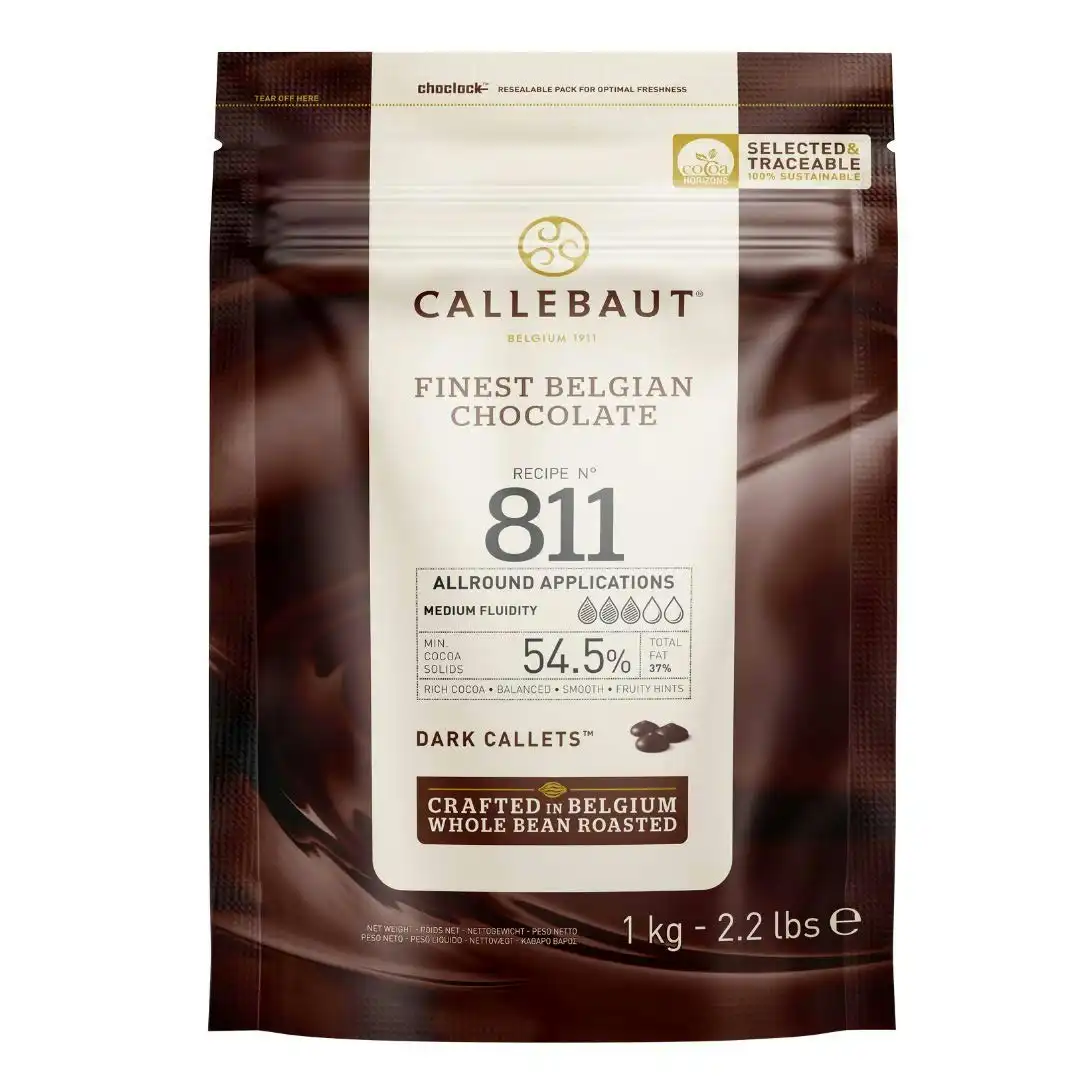 Callebaut No 811 Finest Belgian Dark Chocolate Callets Couverture 54.5% 1Kg