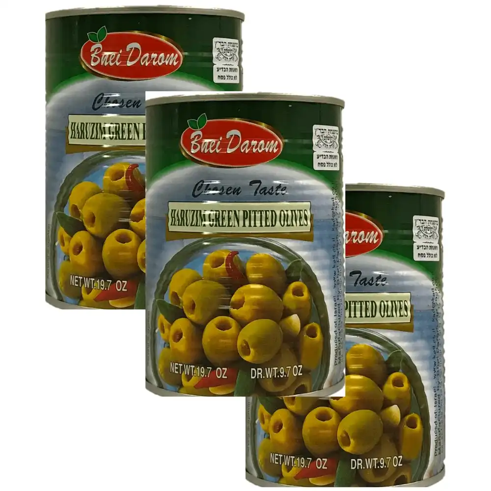Bnei Darom Green Pitted Olives 560g x 3