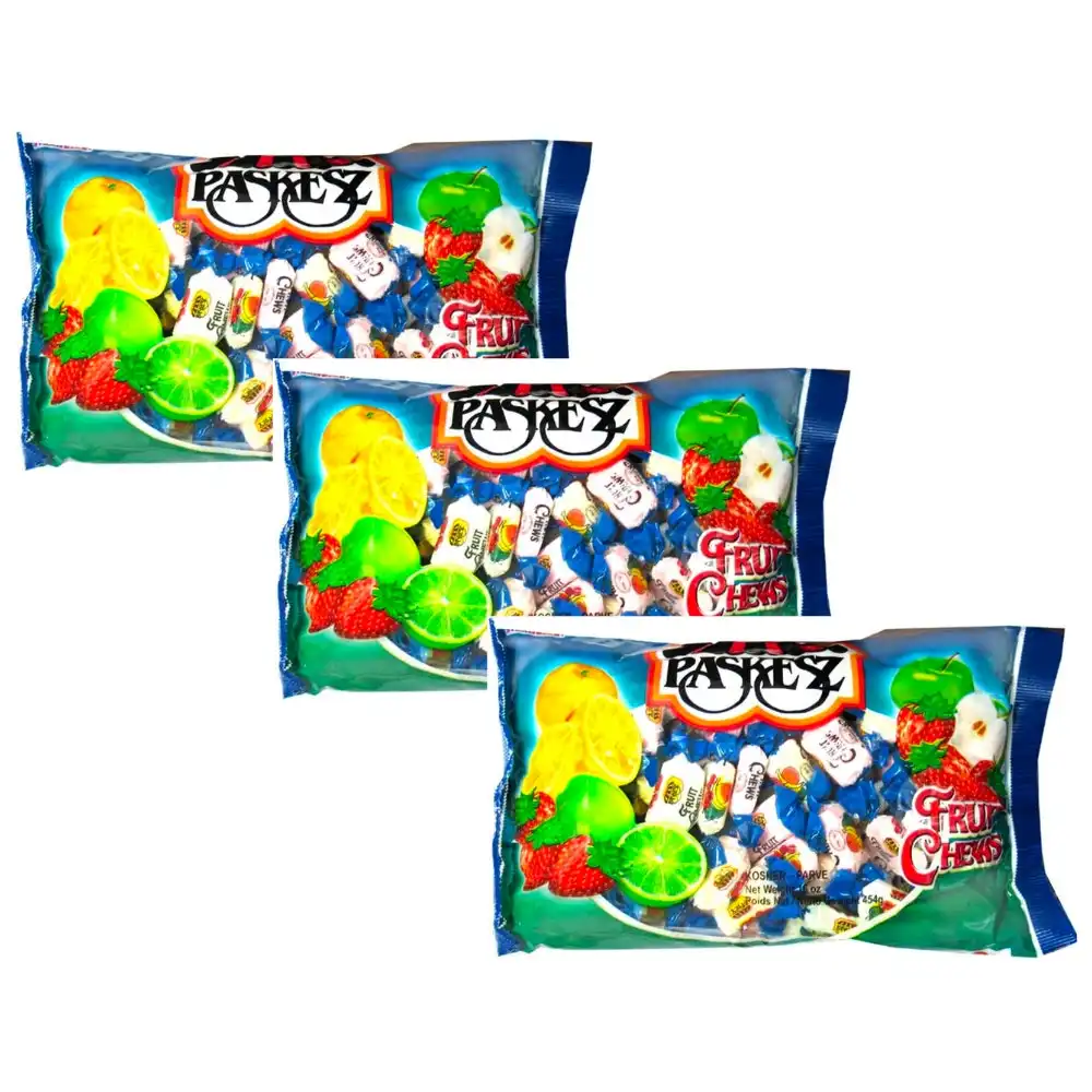 Paskesz Lollies Fruit Chews 340g x 3