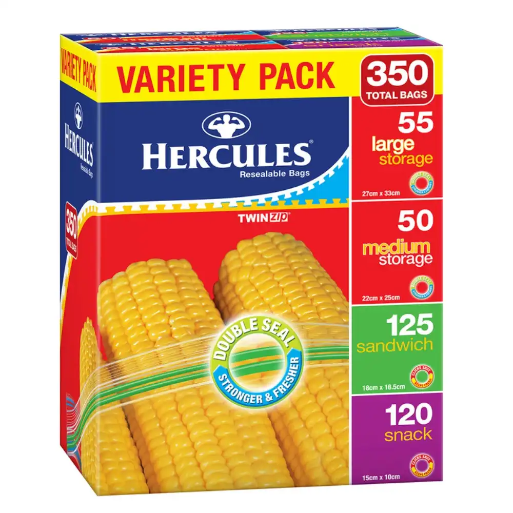 Hercules Variety Pack of Resealable Bags, 350 Count