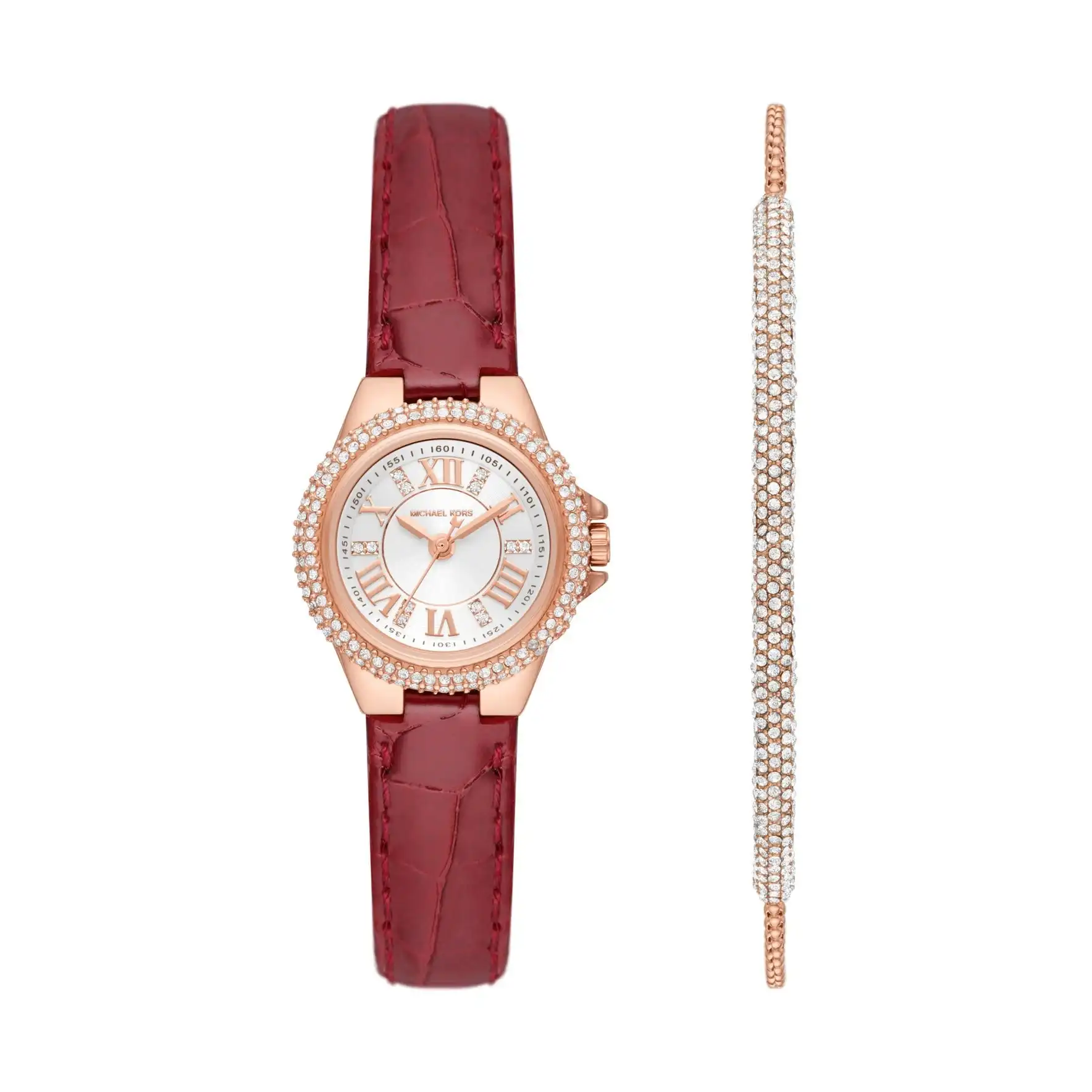 Michael Kors Women's Camille Three-Hand Rose Gold-Tone Stainless Steel Watch and Bracelet Set MK1069SET