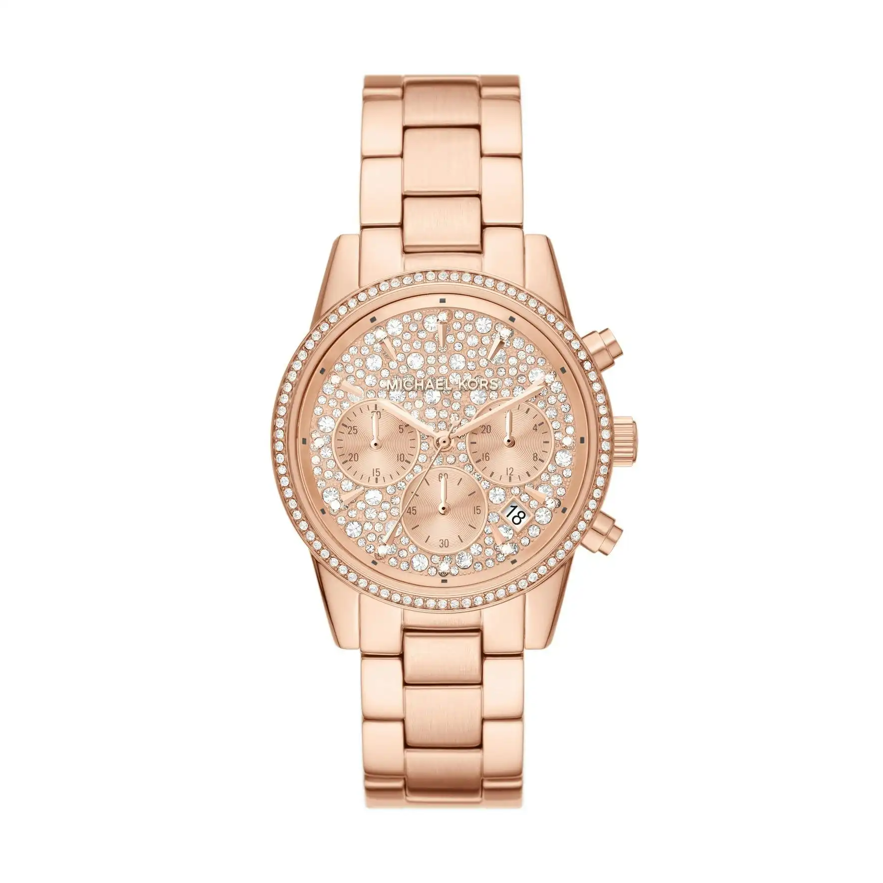 Michael Kors Women's Ritz Chronograph Rose Gold-Tone Stainless Steel Watch MK7302