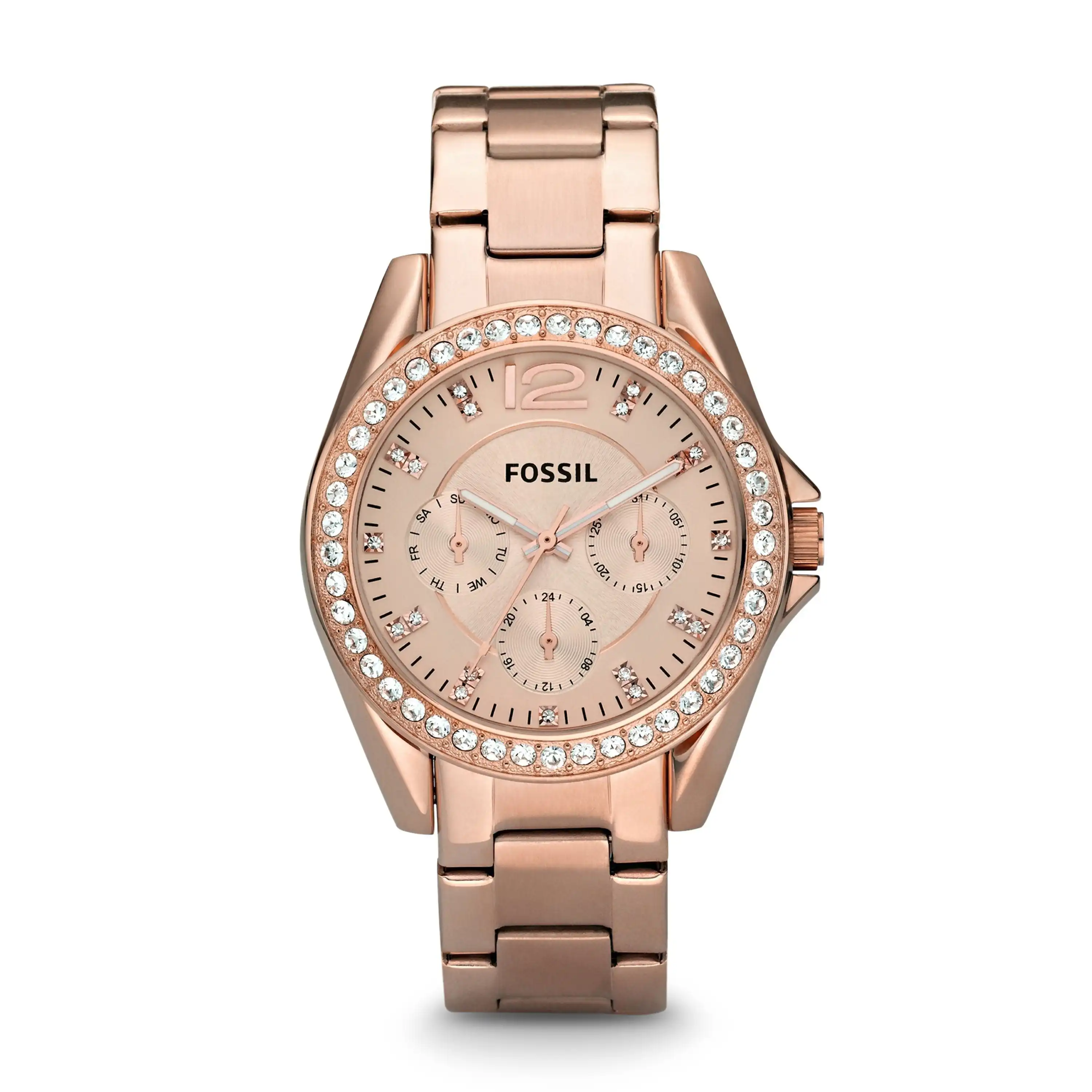 Fossil Rose Gold Stone Set Multi Dial Watch ES2811