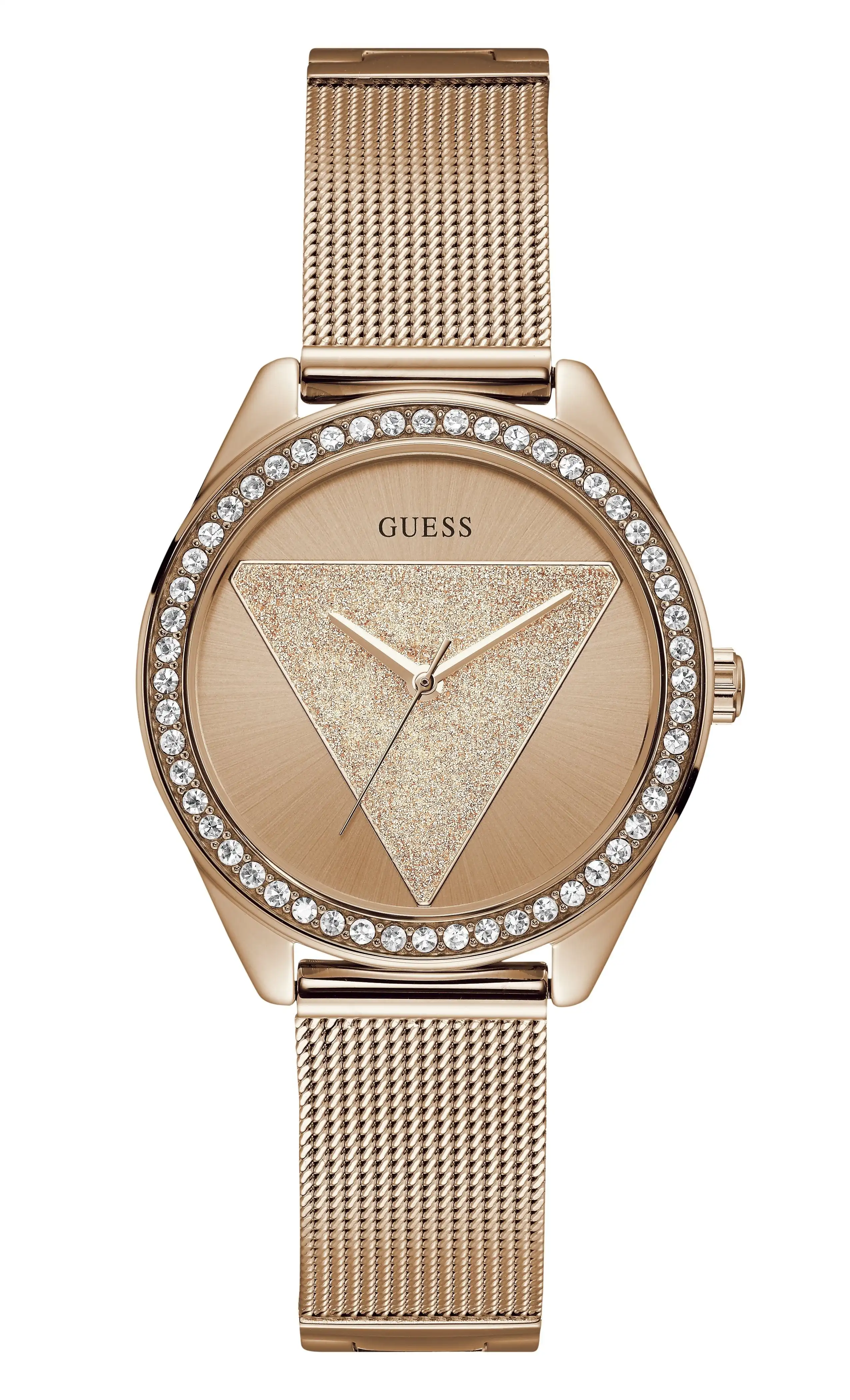 Guess Tri Glitz Rose Gold Crystal Watch W1142L4