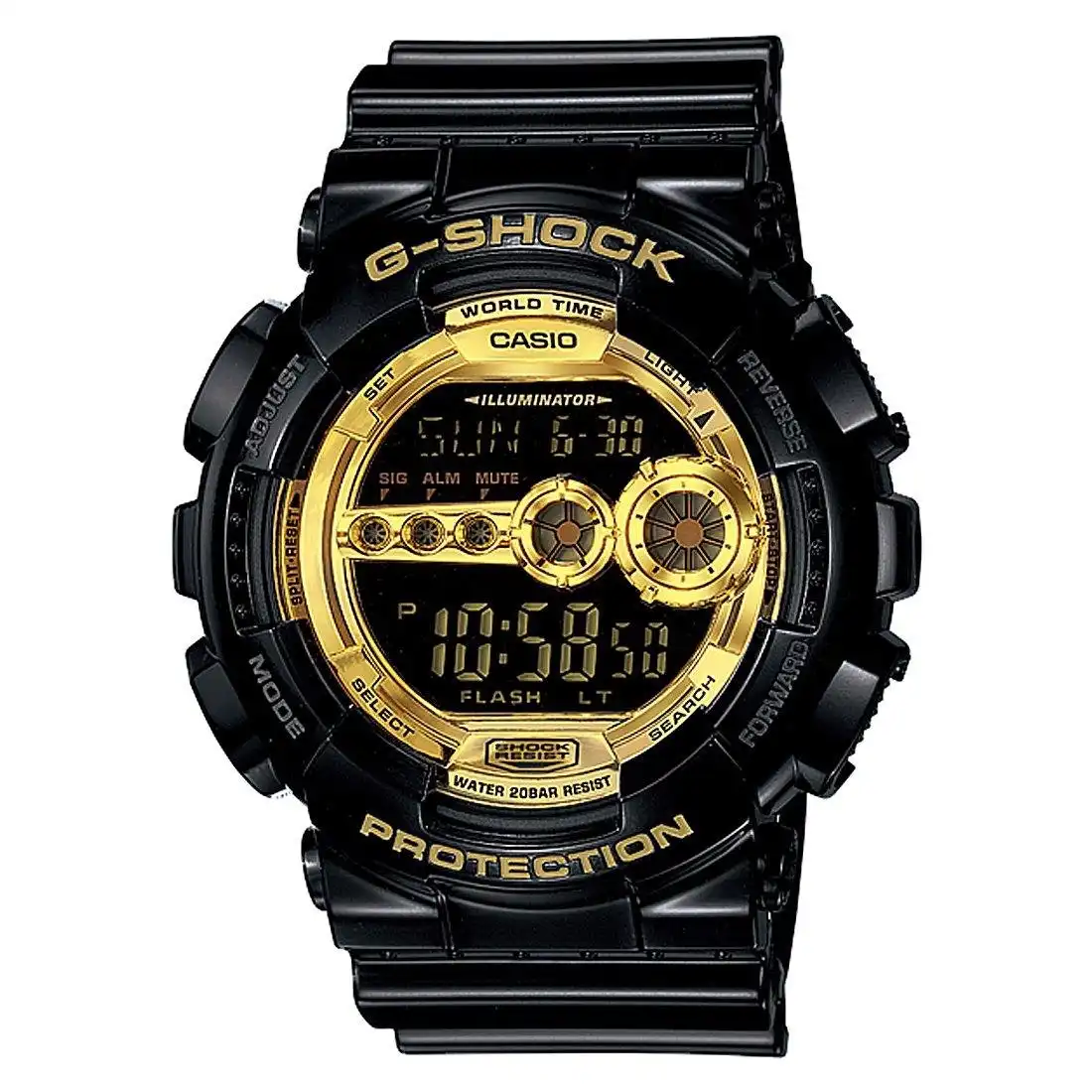 Casio G-Shock Gold Dial Digital Black Watch GD100GB-1