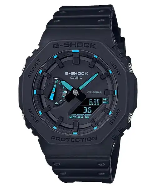 Casio G Shock Black and Blue Men's Watch GA-2100-1A2