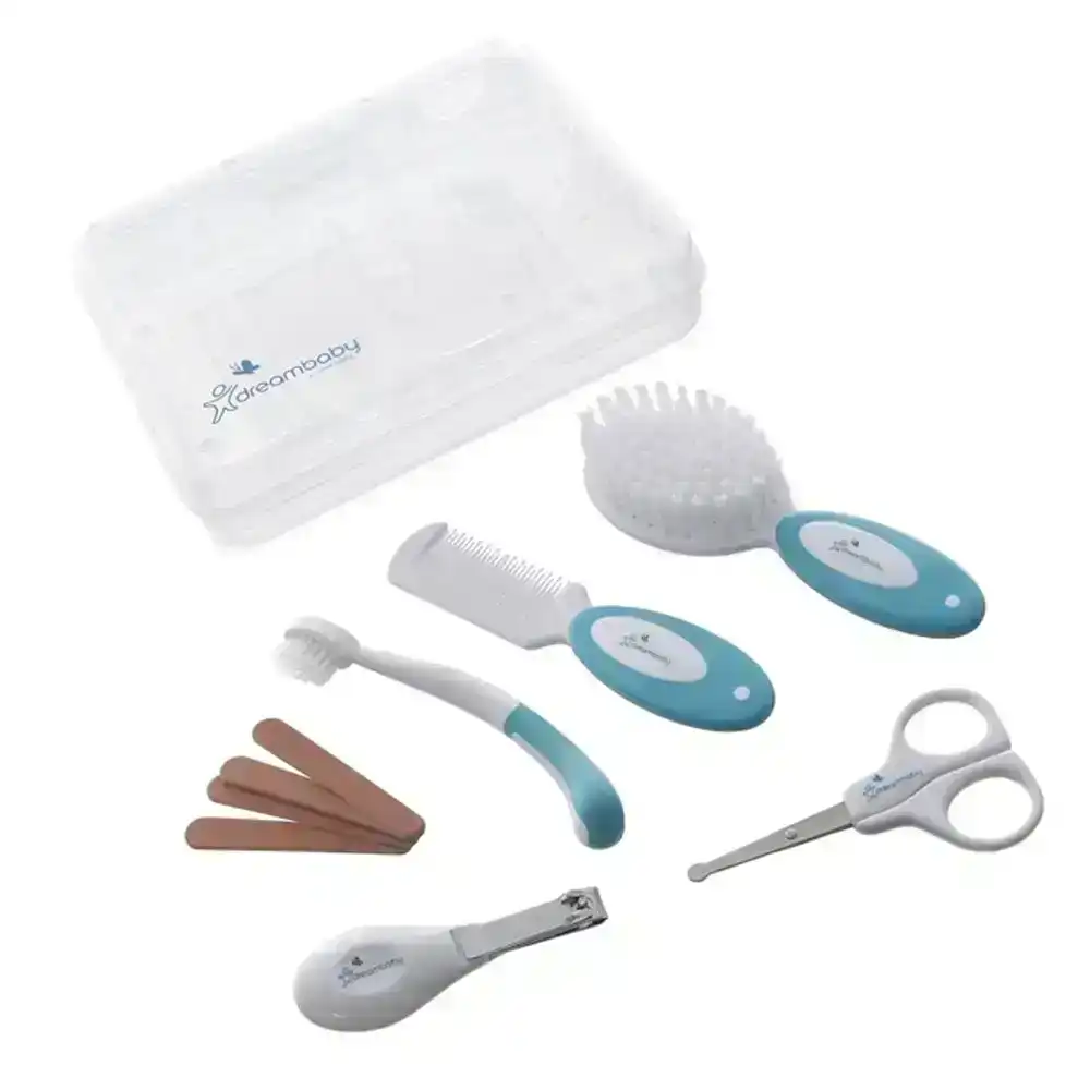 10pc dreambaby Baby Essential Grooming Kit Toothbrush/Hair Brush/Comb Aqua 0m+