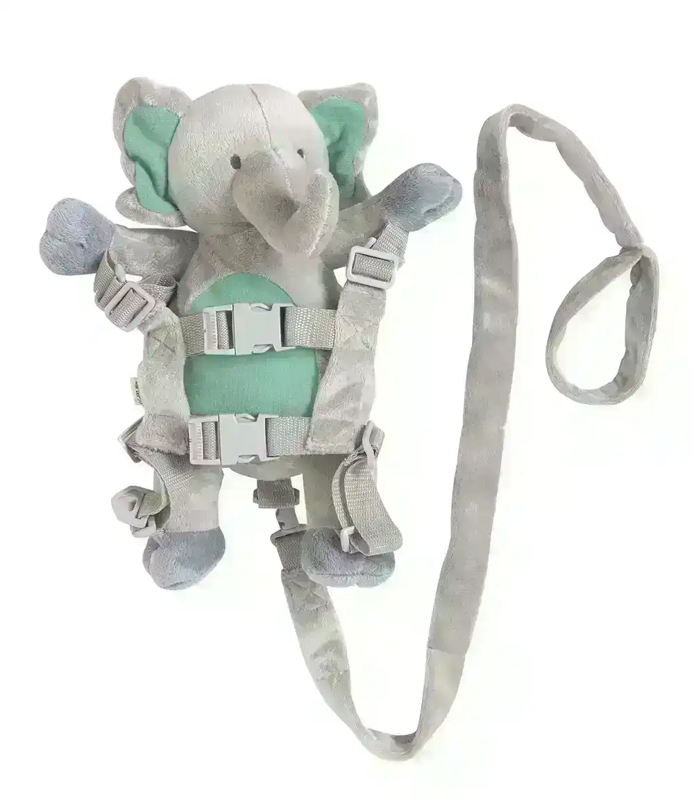 Playette 2-in-1 Travel Harness Buddy/Adjustable Strap Baby/Kids 18m-4y Elephant