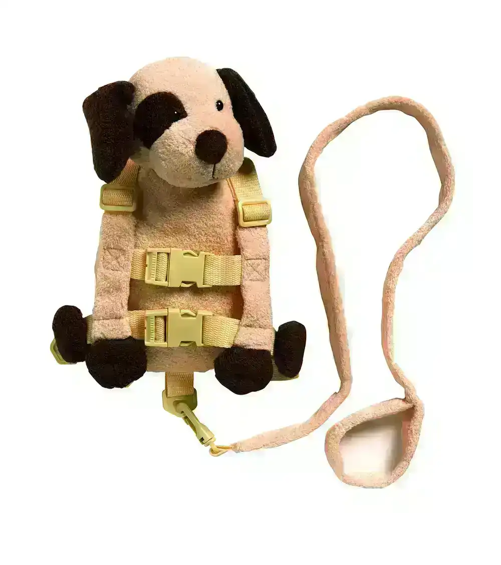 Playette 2-in-1 Travel Harness Buddy/Adjustable Strap Baby/Kids 18m-4y Tan Puppy