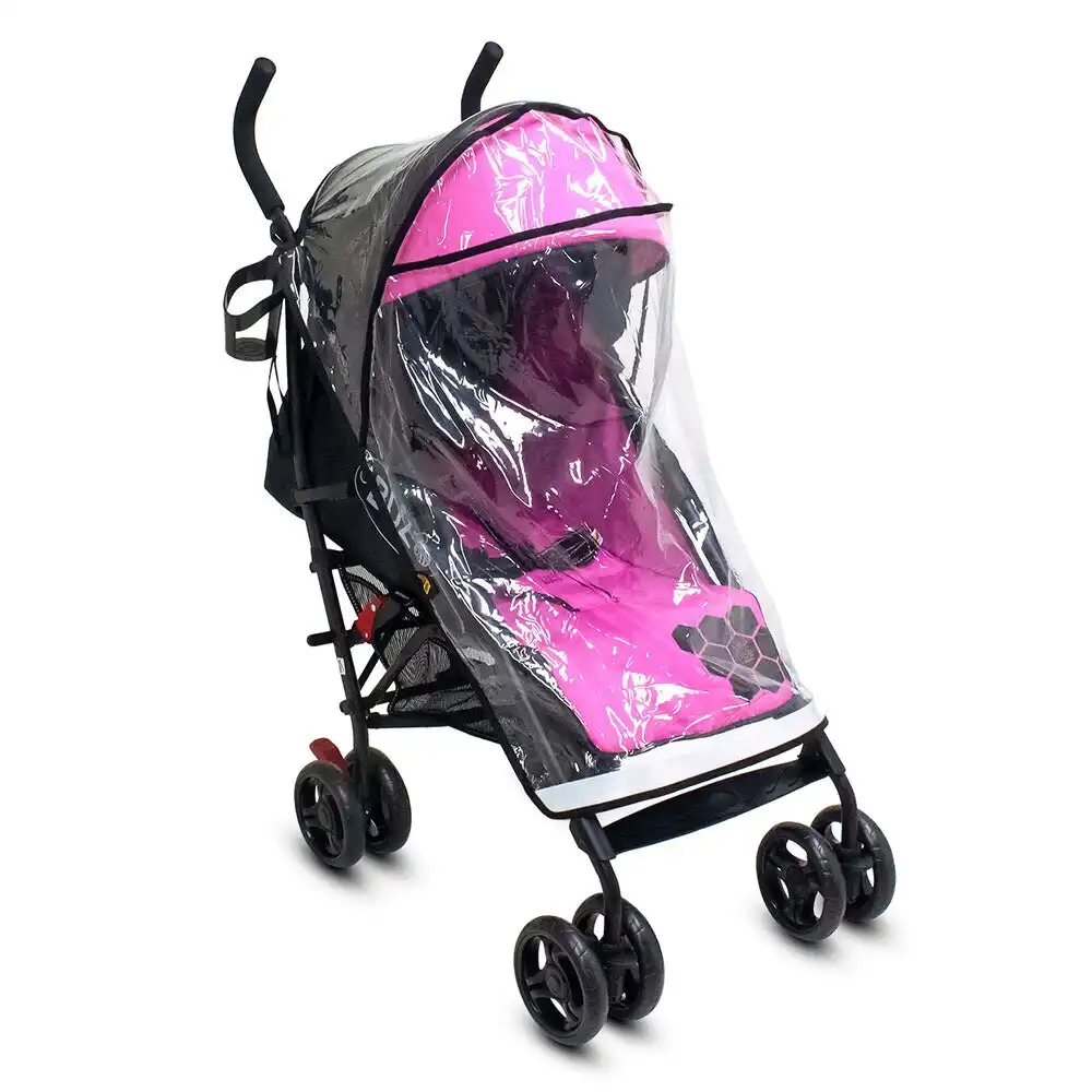 Vee Bee Buz 108cm Reclining Stroller/Pram Newborn Rose Pink w/ 97cm Storm Covers