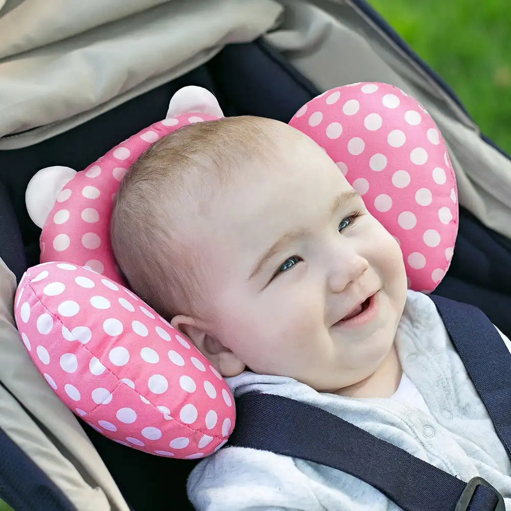 Benbat Bear Hug Head/Neck Support Travel Pillow Headrest Baby/Infant 0-12m Pink