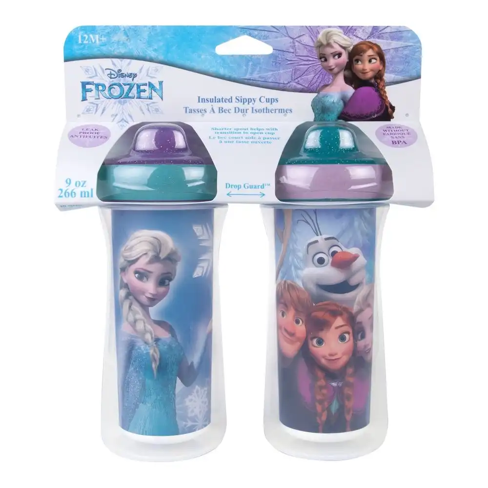 2pc Frozen 18cm Insulated Kid/Toddler Sippy/Drink 266ml BPA Free Cup/Bottle 12m+