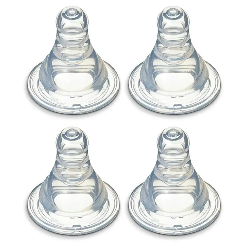 4PK PIGEON Peristaltic Slim Neck Soft Silicone M Teat 4m+ for Baby/Infant Bottle